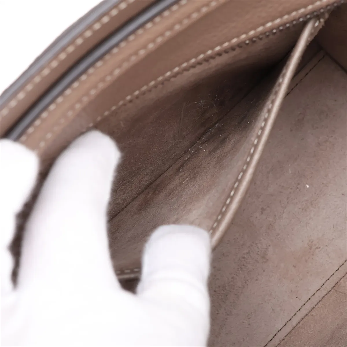 Luggage Nano Shopper Leather 2-Way Handbag, Beige — view 9