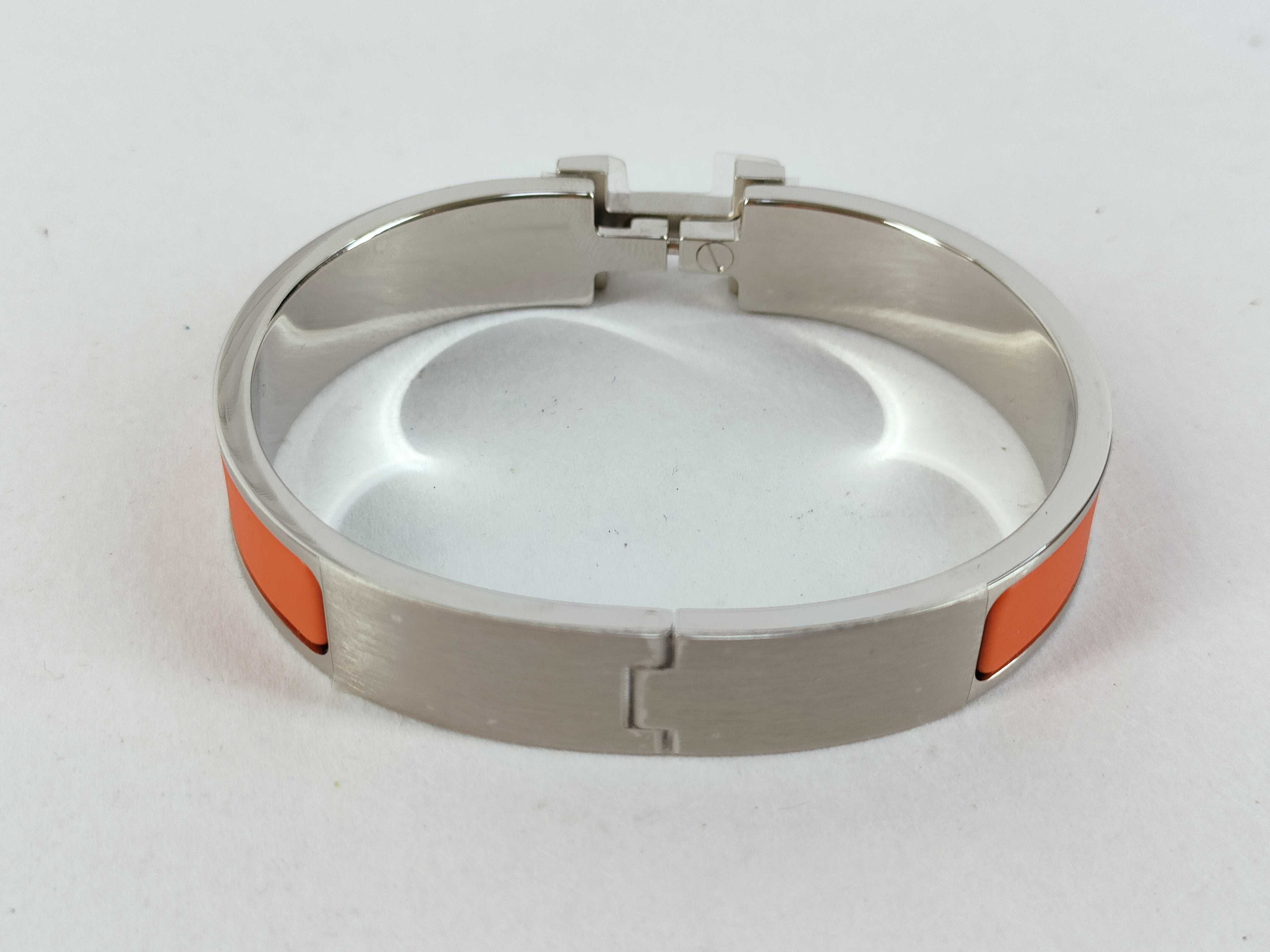 Click H Bangle, Silver x Orange, Bracelet/Bangle — view 2