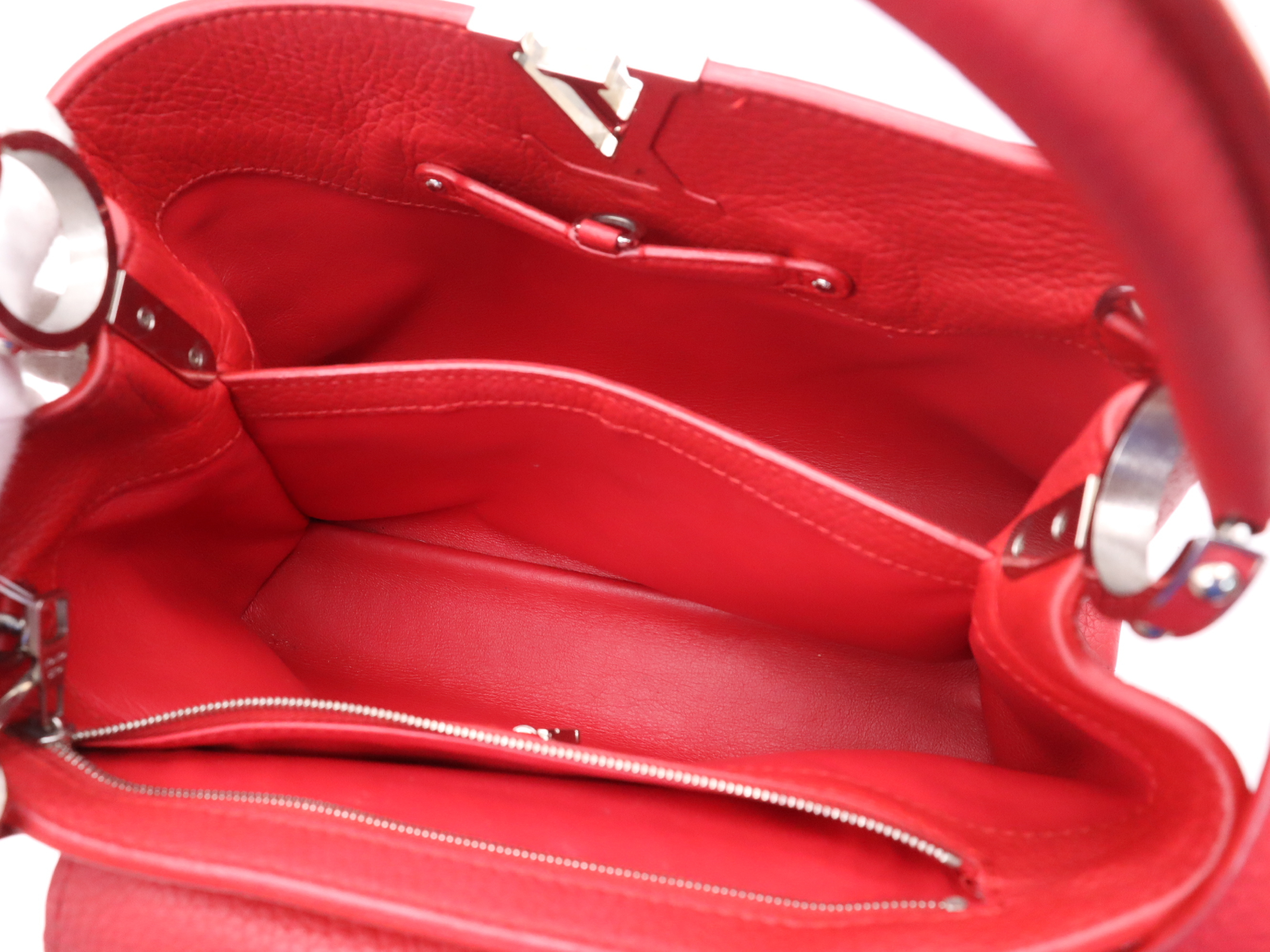 M42237 Taurillon Leather Capucines PM Red Handbag with Shoulder Strap — view 11