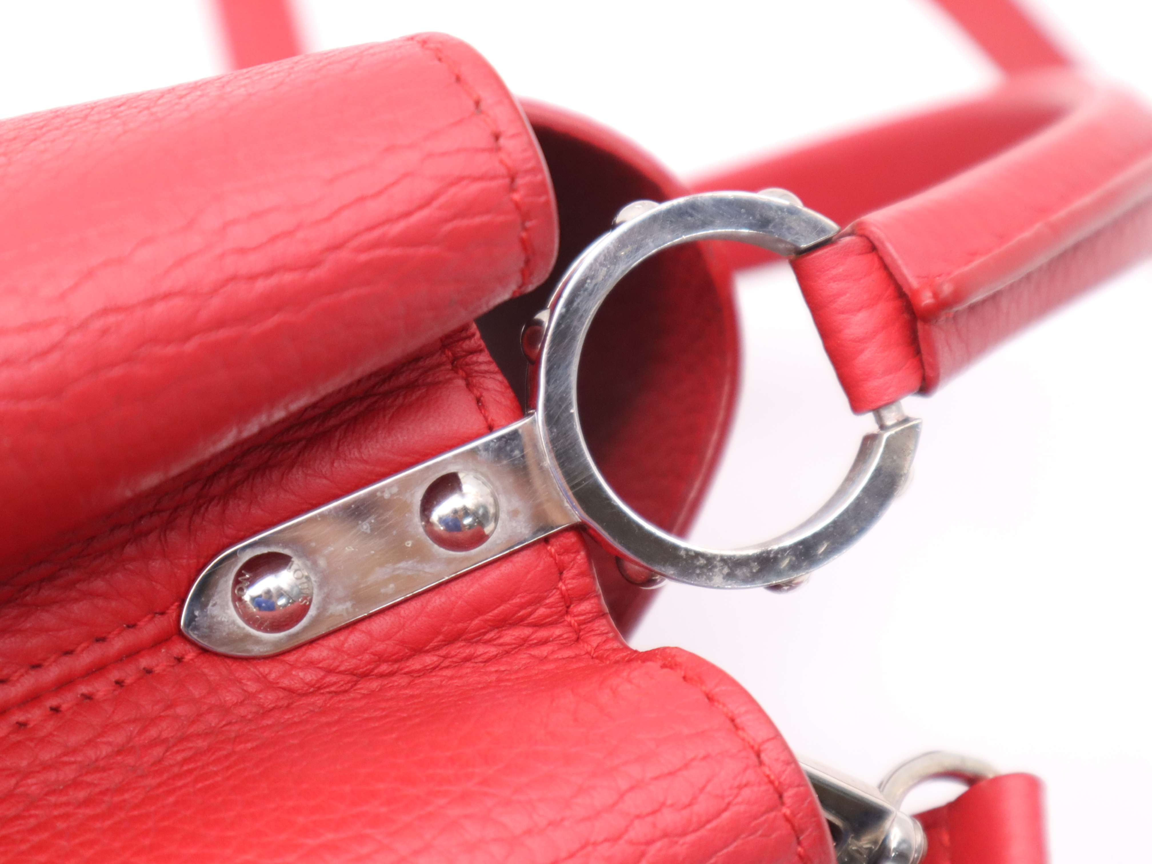 M42237 Taurillon Leather Capucines PM Red Handbag with Shoulder Strap — view 7