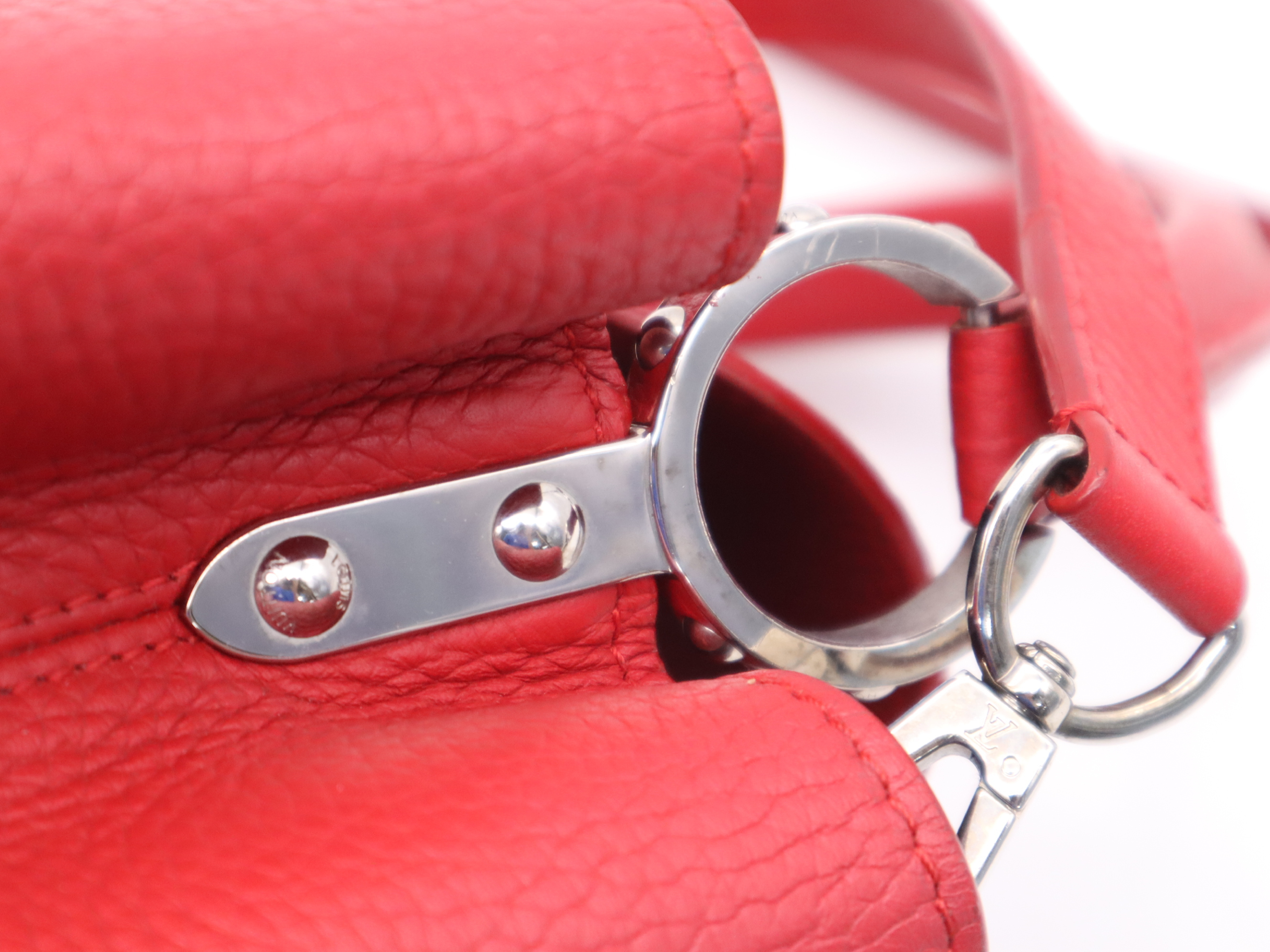 M42237 Taurillon Leather Capucines PM Red Handbag with Shoulder Strap — view 8