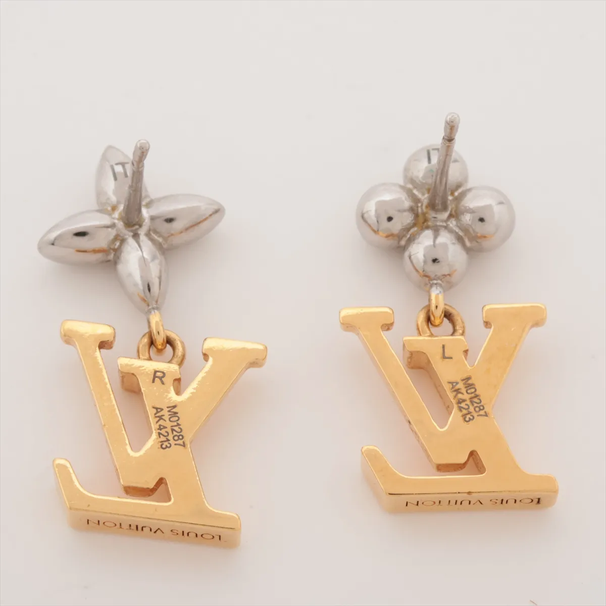 M01287 Earrings Pandant LV Iconic Flower AK4213 Earrings (for both ears) GP Gold x Silver — view 2