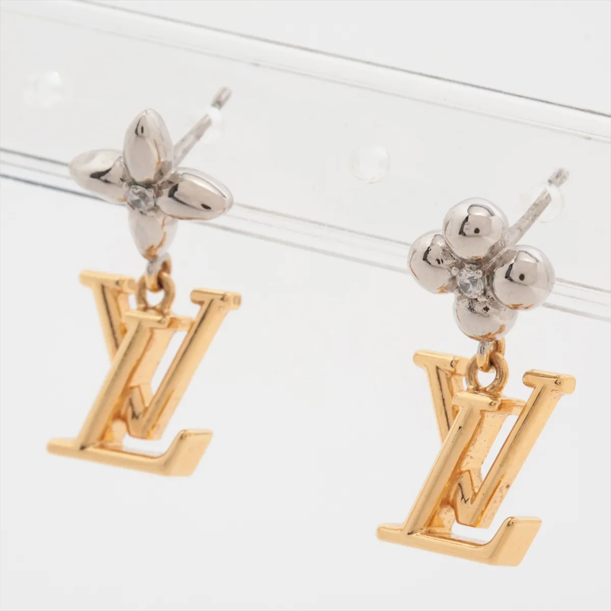 M01287 Earrings Pandant LV Iconic Flower AK4213 Earrings (for both ears) GP Gold x Silver — view 3