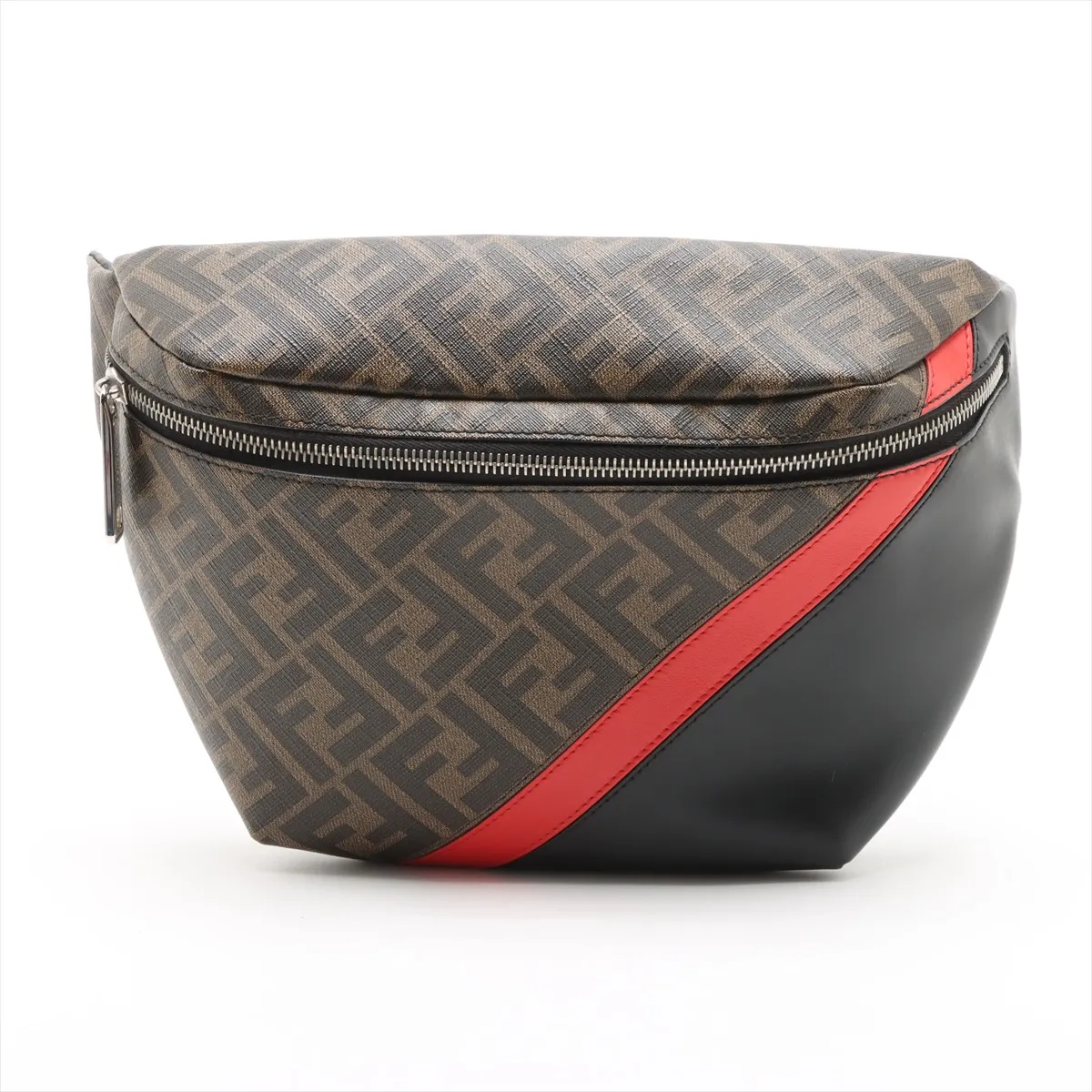 Zucca PVC x Leather Body Bag Brown x Black x Red 7VA434