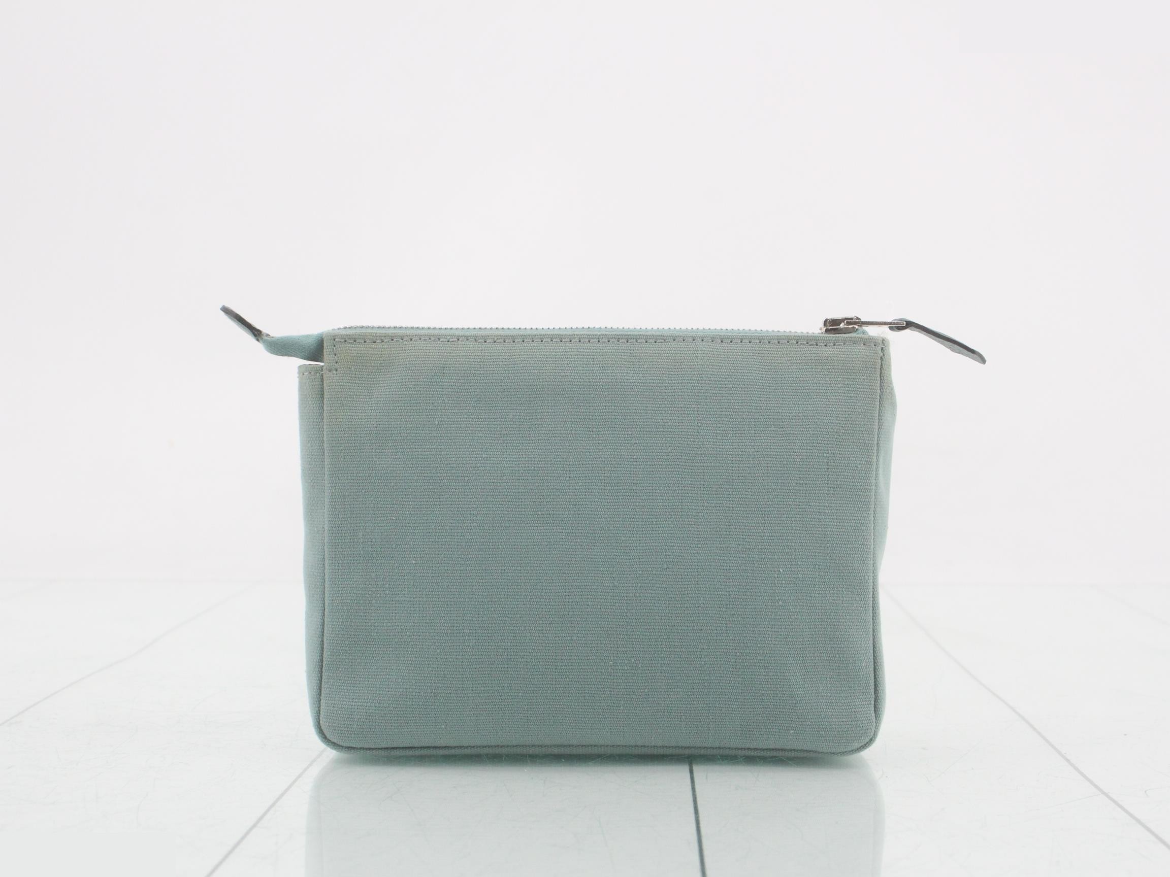 Canvas mini pouch, light blue, approximately 14 x 11 cm — view 2