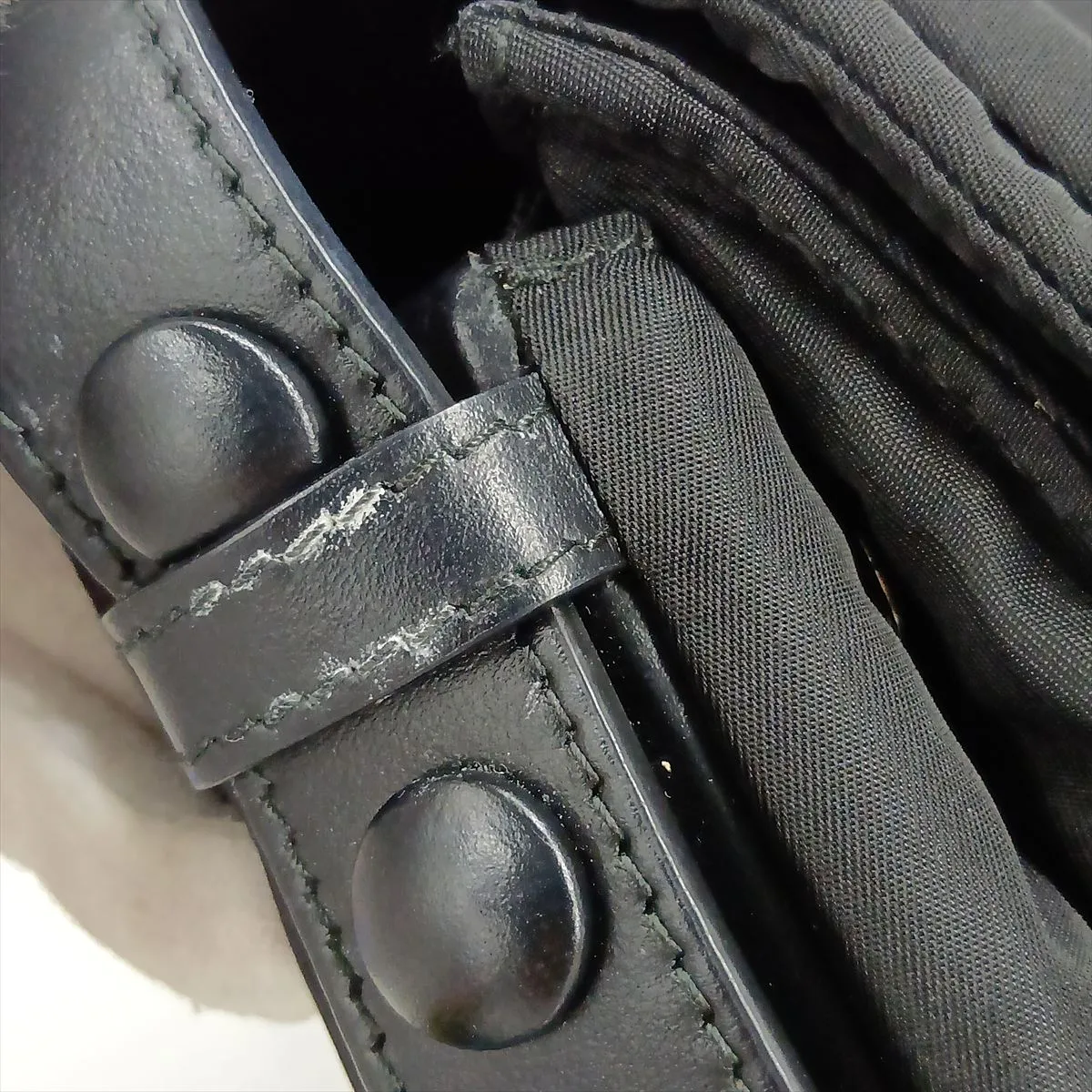 Tessuto Nylon x Leather Shoulder Bag, Black — view 13