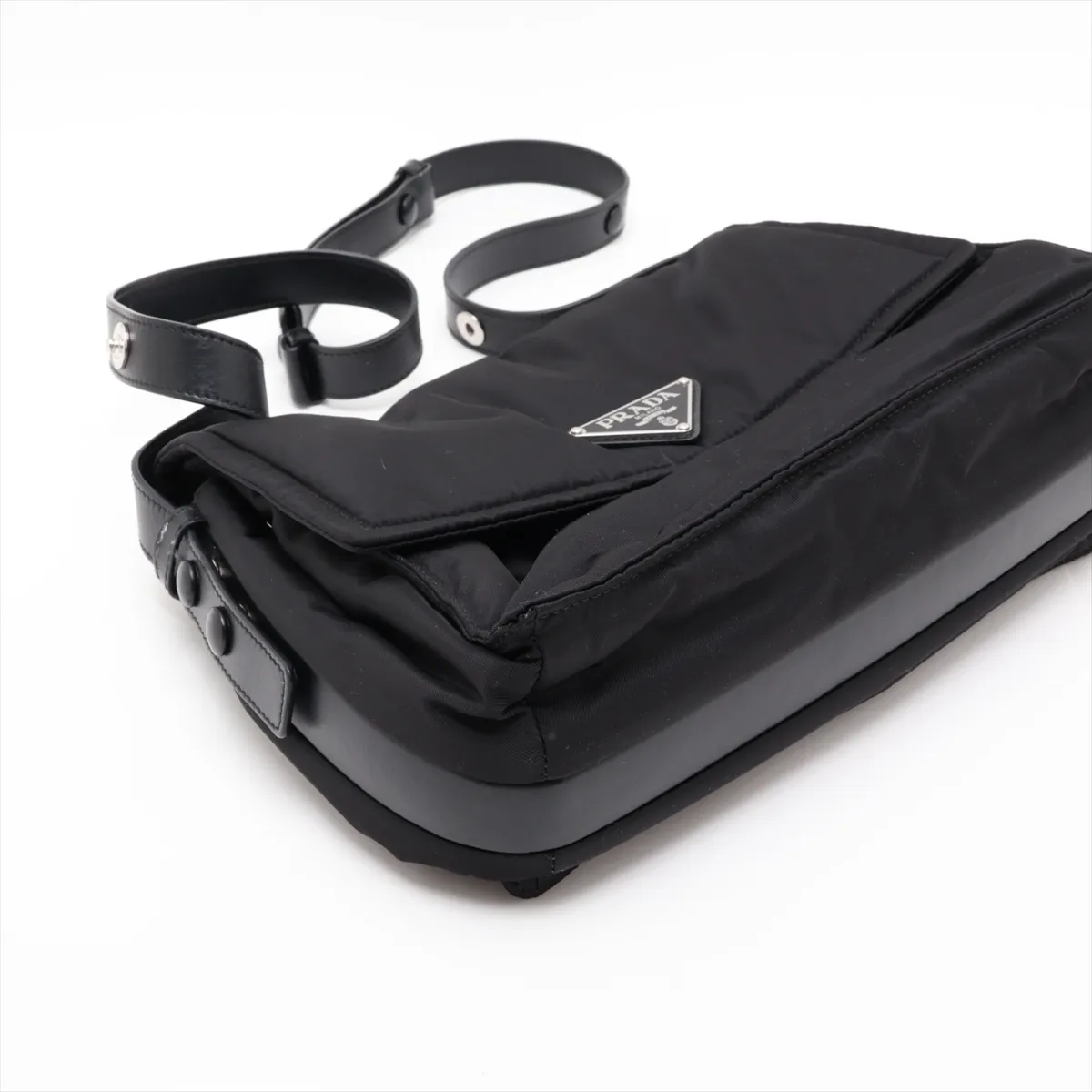 Tessuto Nylon x Leather Shoulder Bag, Black — view 4