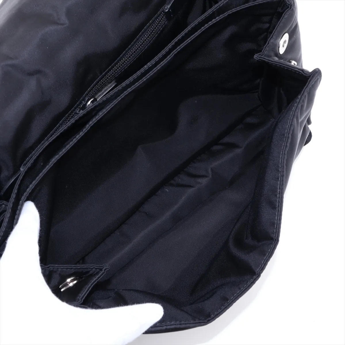 Tessuto Nylon x Leather Shoulder Bag, Black — view 6