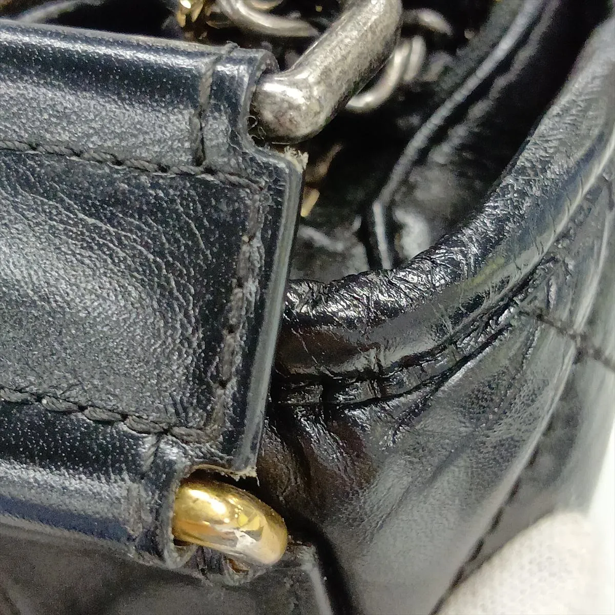 Gabrielle de Chanel Large Vintage Calf Chain Shoulder Bag, Black with Gold and Silver Hardware, Item No. 24231170 (Serial No. 24) — view 12