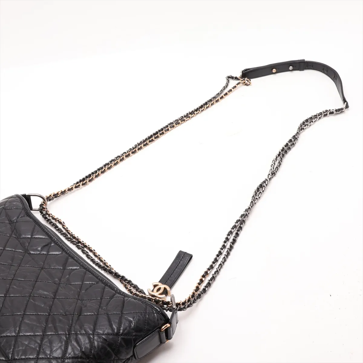 Gabrielle de Chanel Large Vintage Calf Chain Shoulder Bag, Black with Gold and Silver Hardware, Item No. 24231170 (Serial No. 24) — view 5