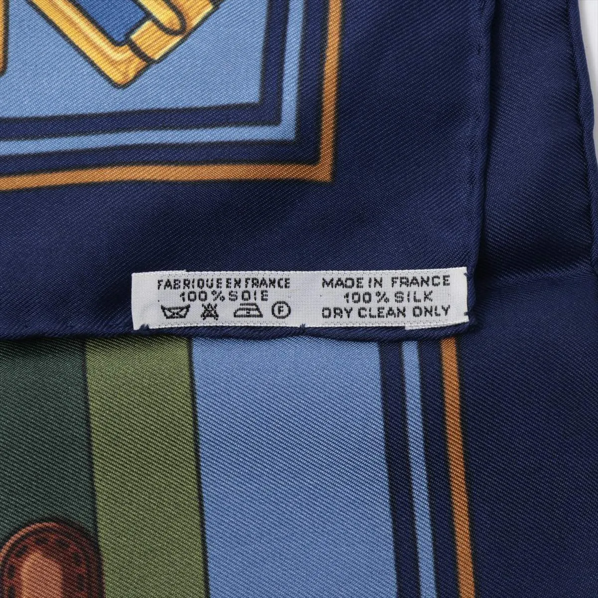 Carre 90 LES Sangles Scarf Silk Blue Thread Fuzz Thread — view 6