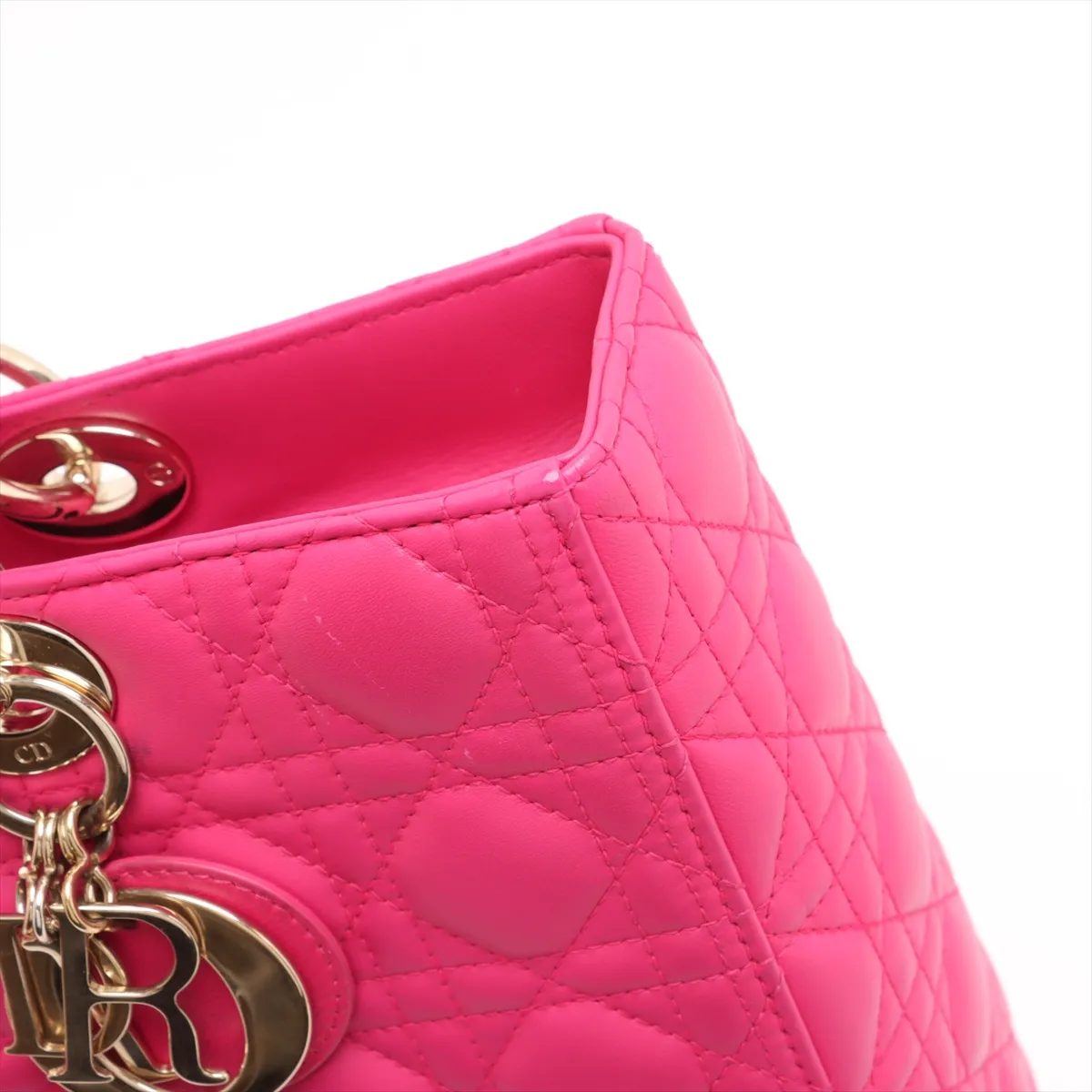 Lady Dior Cannage Large Leather 2WAY Handbag Pink — view 11