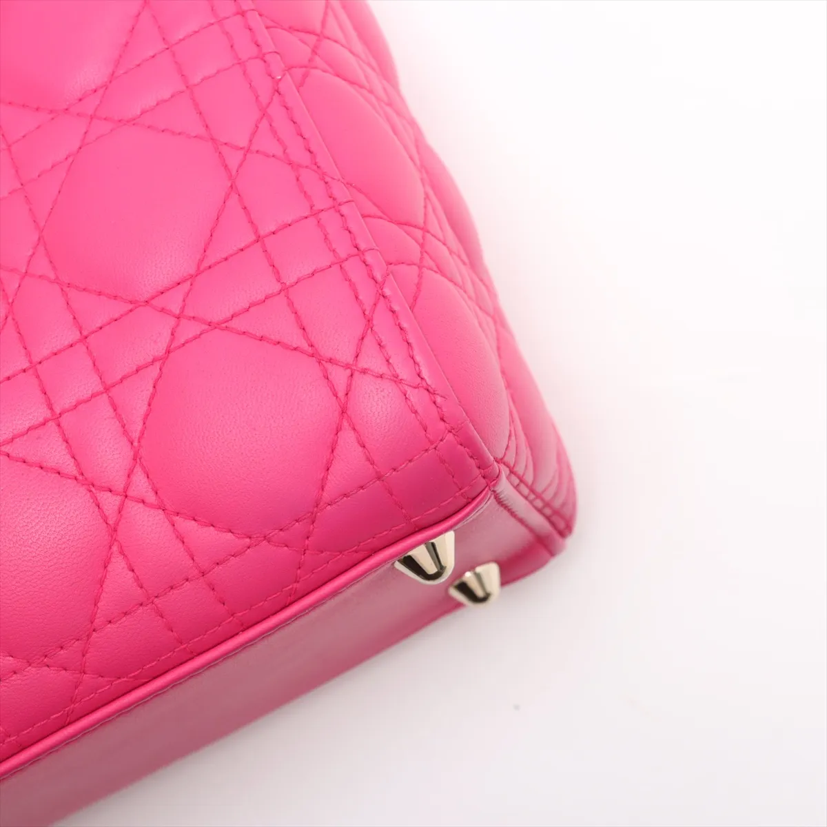 Lady Dior Cannage Large Leather 2WAY Handbag Pink — view 12