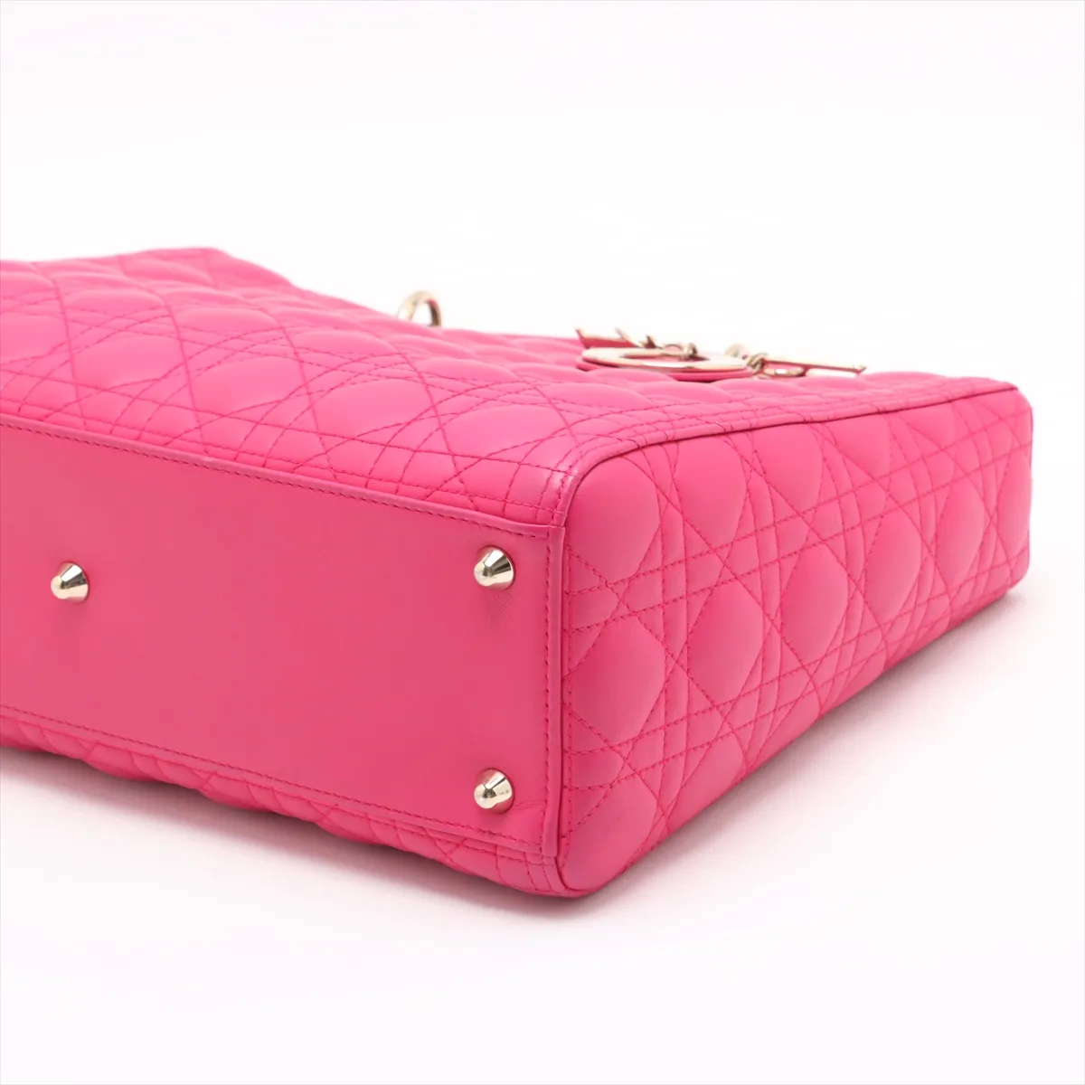 Lady Dior Cannage Large Leather 2WAY Handbag Pink — view 3