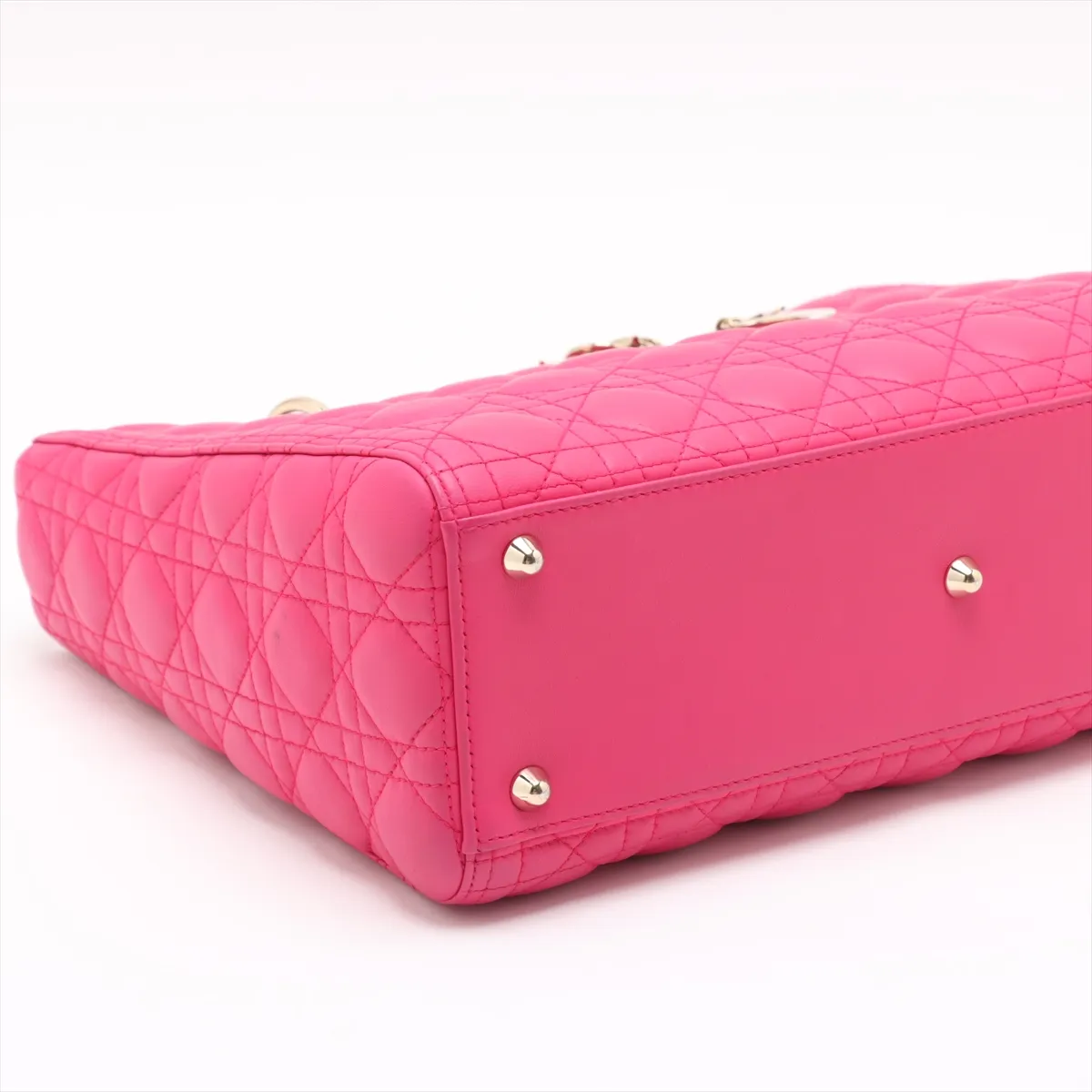Lady Dior Cannage Large Leather 2WAY Handbag Pink — view 4