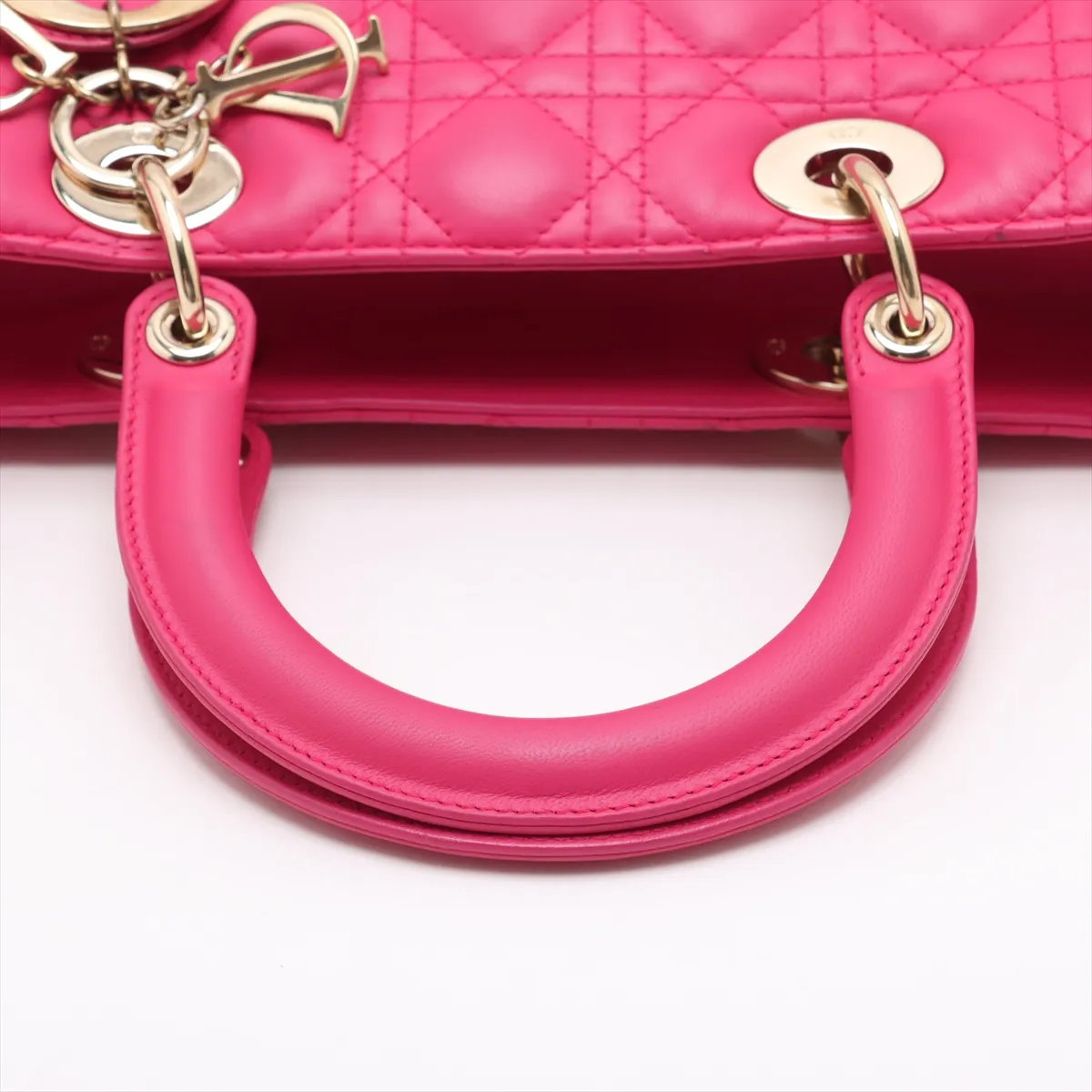 Lady Dior Cannage Large Leather 2WAY Handbag Pink — view 5
