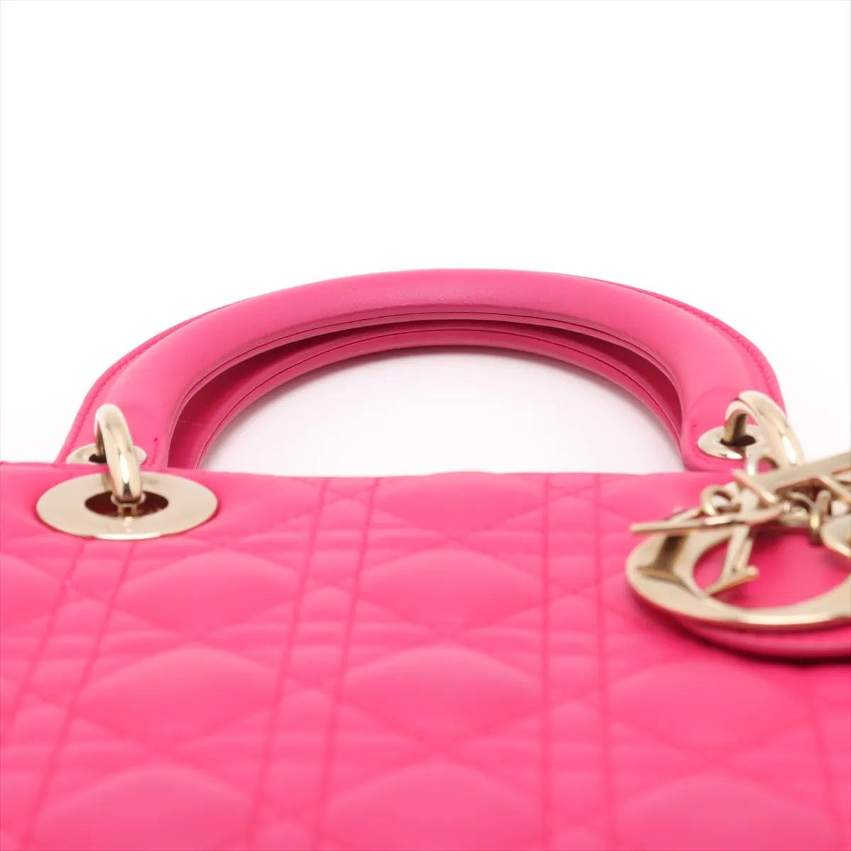 Lady Dior Cannage Large Leather 2WAY Handbag Pink — view 6
