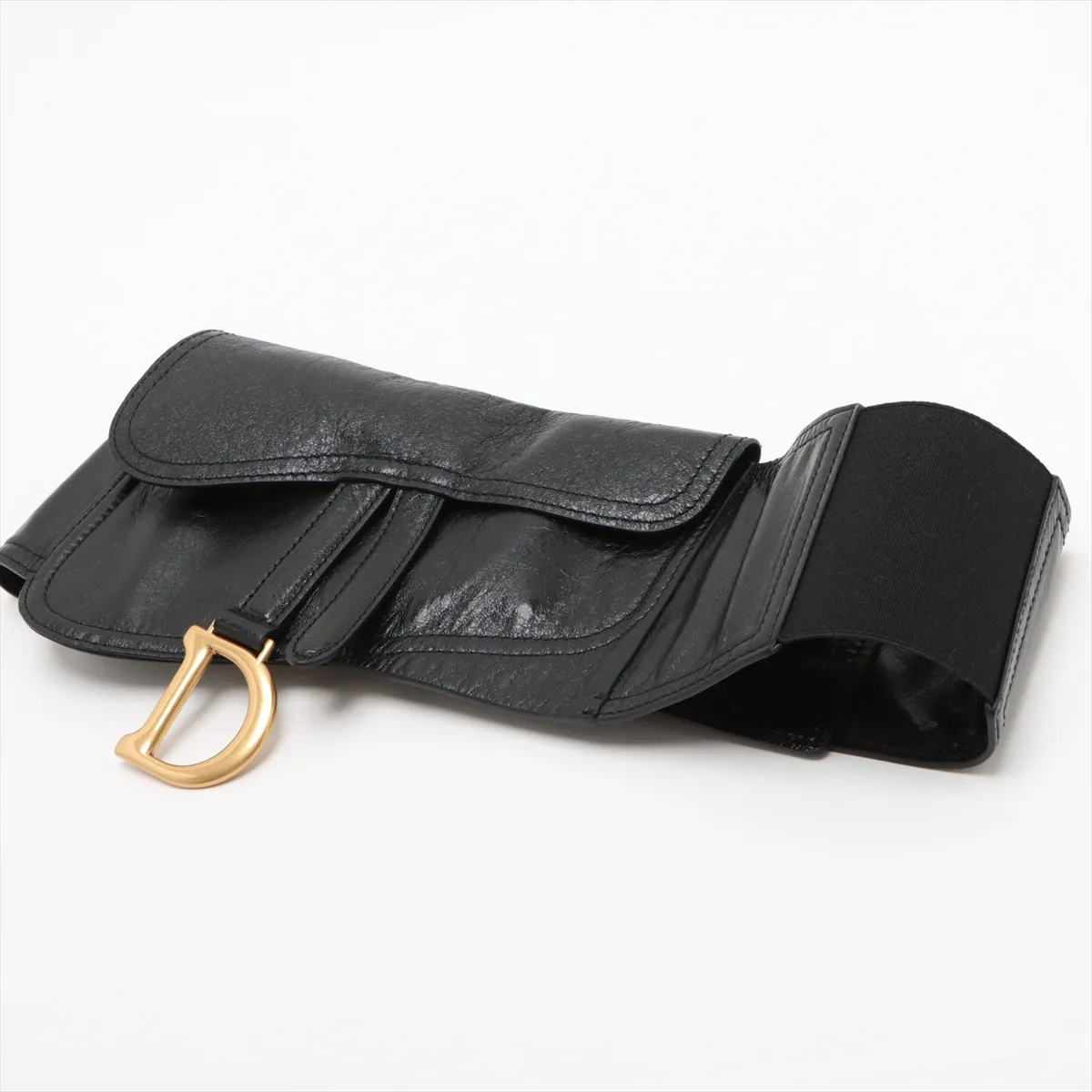 Saddle Bag Leather Waist Pouch Black — view 3