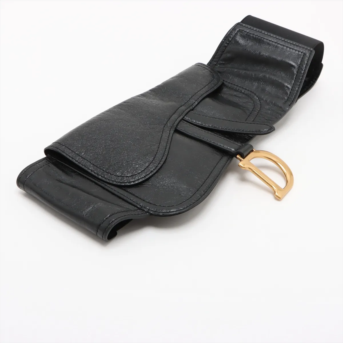 Saddle Bag Leather Waist Pouch Black — view 4
