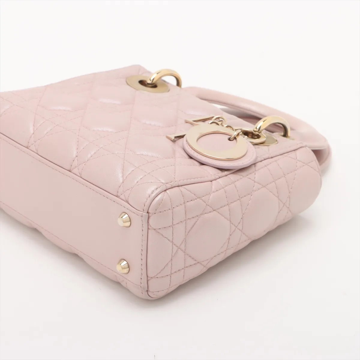 Cannage Lady Dior Mini Leather 2WAY Handbag Pink — view 3