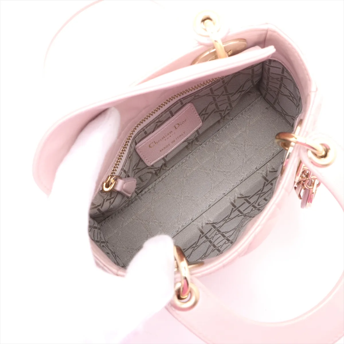 Cannage Lady Dior Mini Leather 2WAY Handbag Pink — view 8