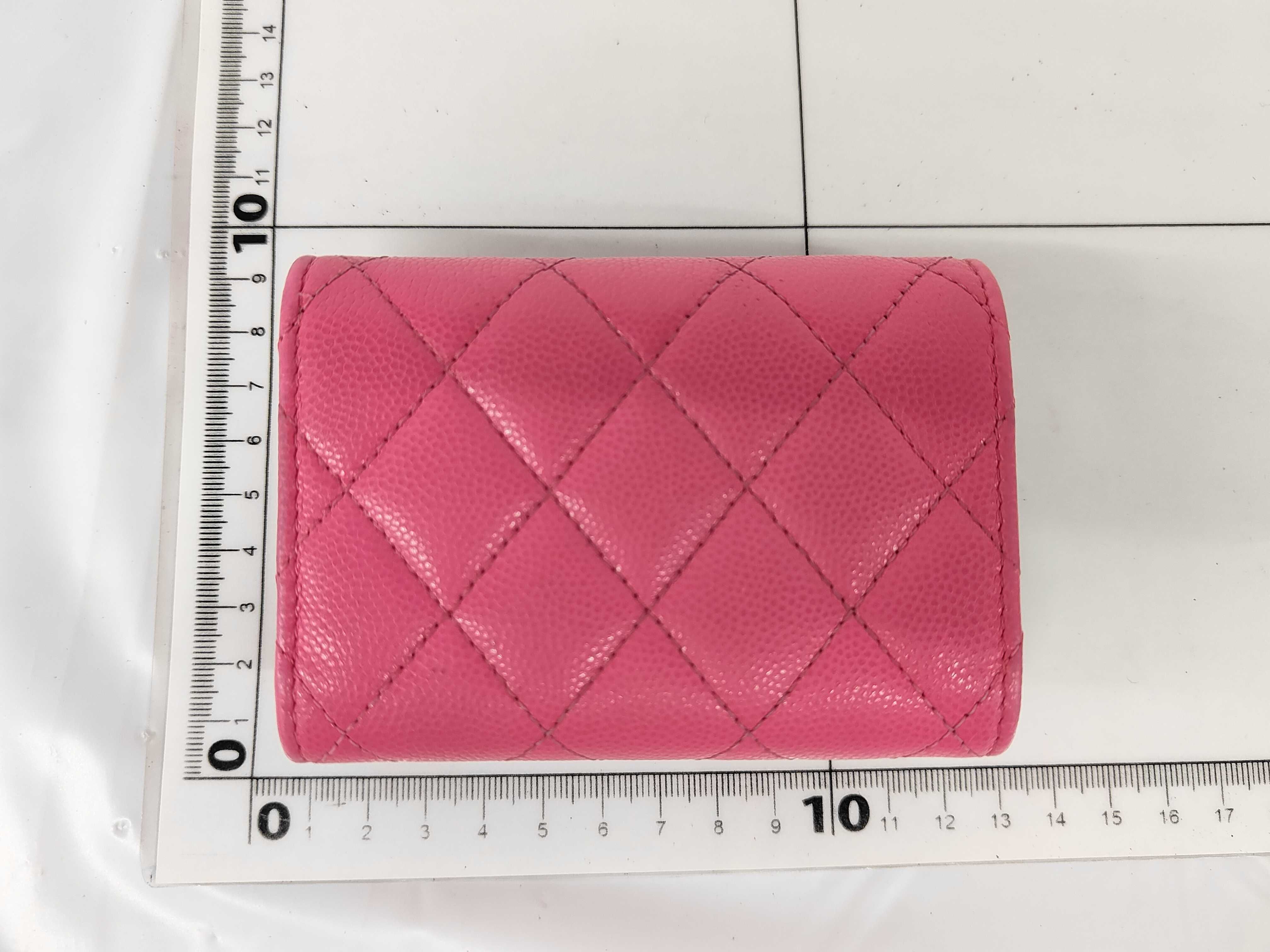 Pink Caviar Skin Matelassé Small Flap Wallet Tri-fold Wallet — view 2