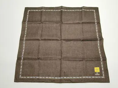 Zucca pattern Fendi handkerchief scarf with sticker FF Zucca all-over print border logo brown Other accessories