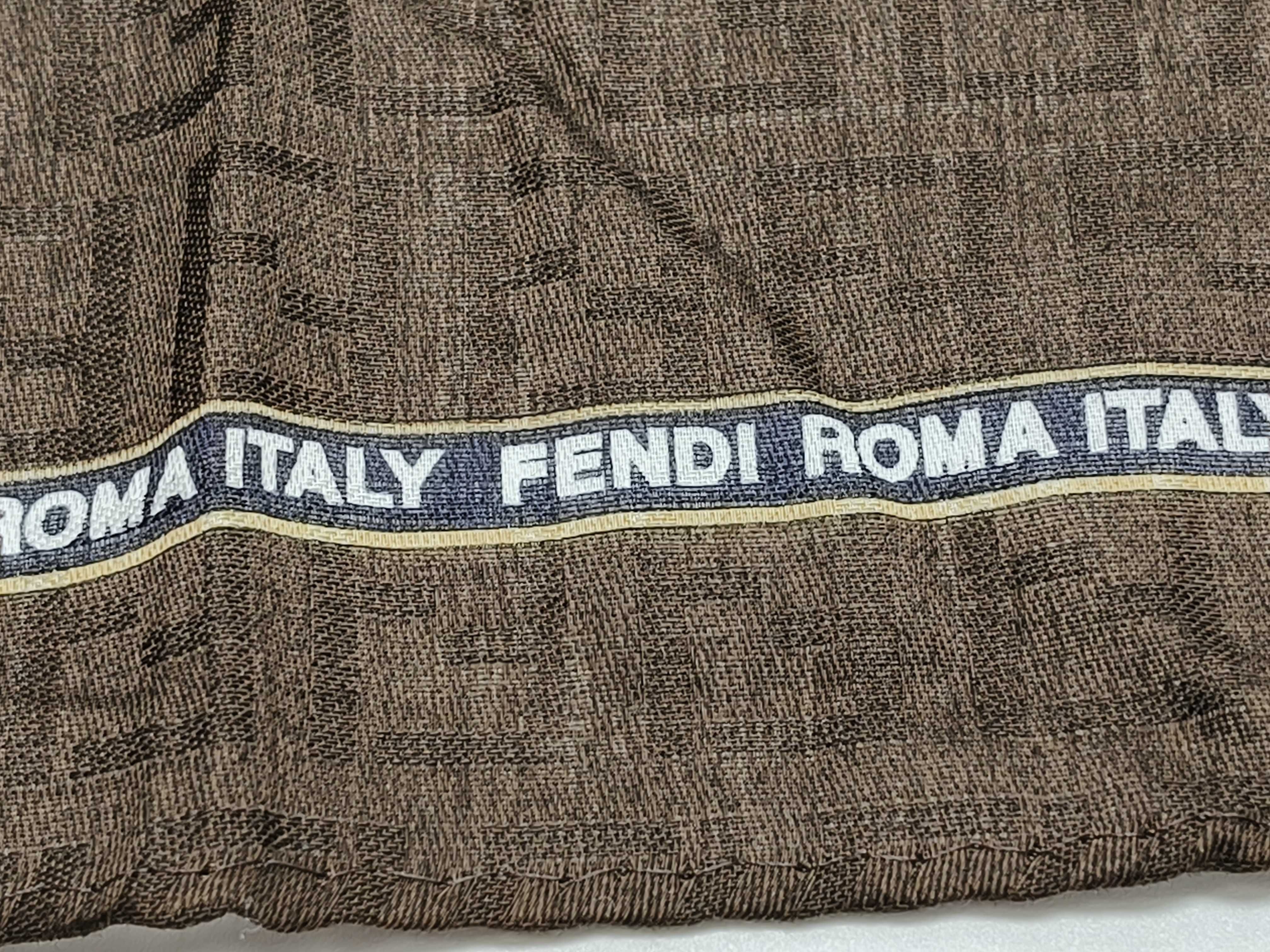 Zucca pattern Fendi handkerchief scarf with sticker FF Zucca all-over print border logo brown Other accessories — view 11