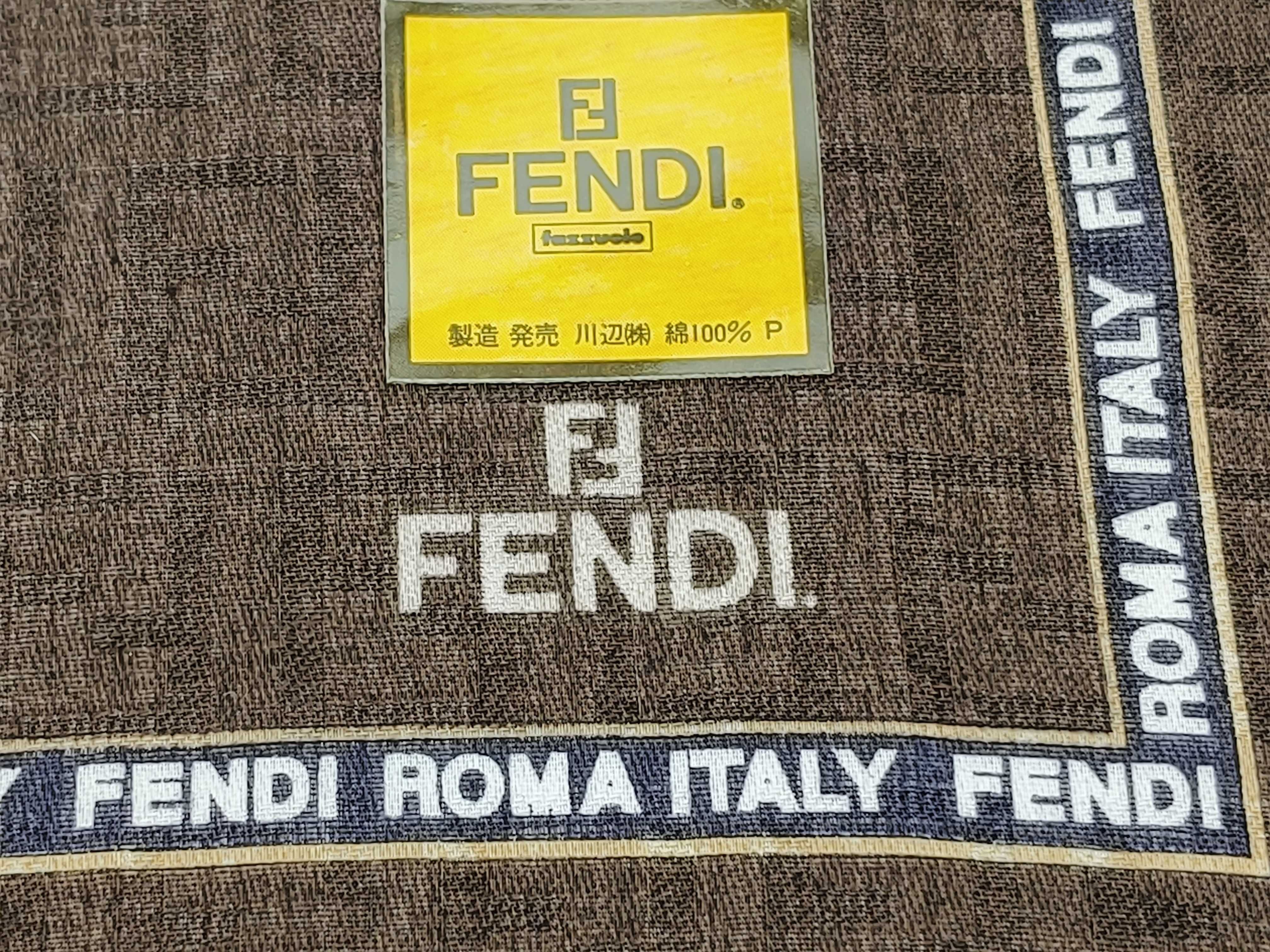 Zucca pattern Fendi handkerchief scarf with sticker FF Zucca all-over print border logo brown Other accessories — view 3