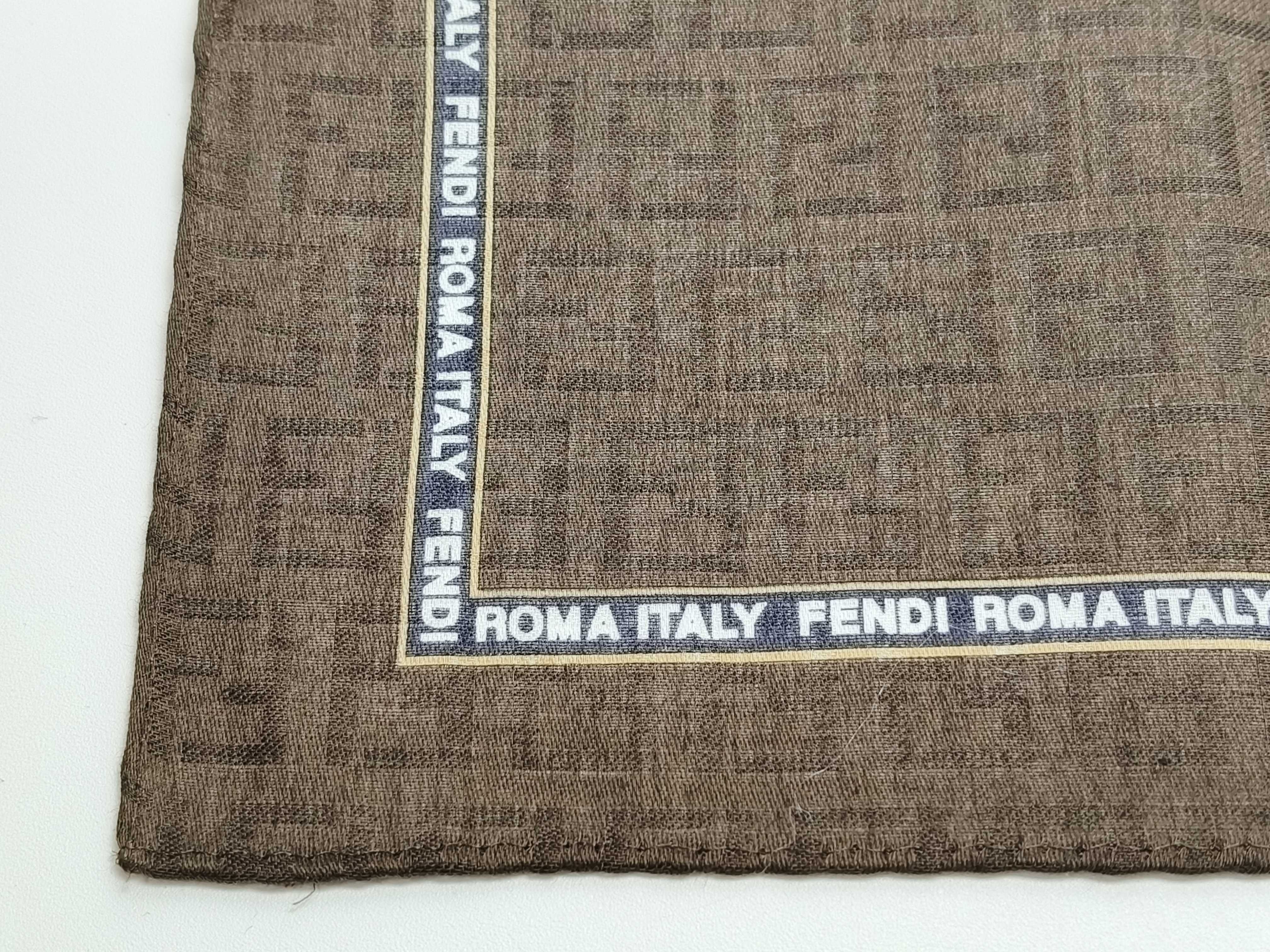 Zucca pattern Fendi handkerchief scarf with sticker FF Zucca all-over print border logo brown Other accessories — view 4