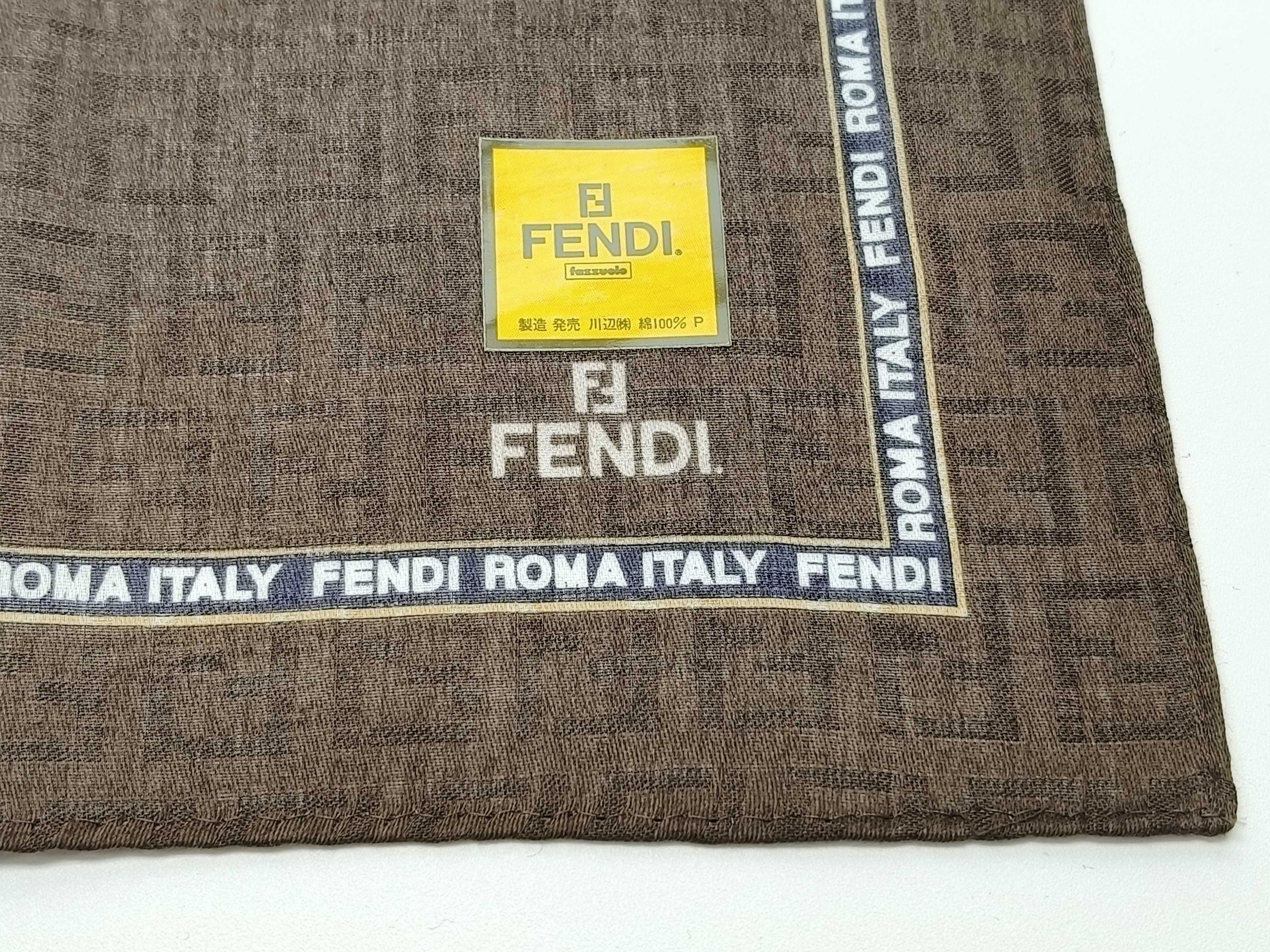 Zucca pattern Fendi handkerchief scarf with sticker FF Zucca all-over print border logo brown Other accessories — view 5