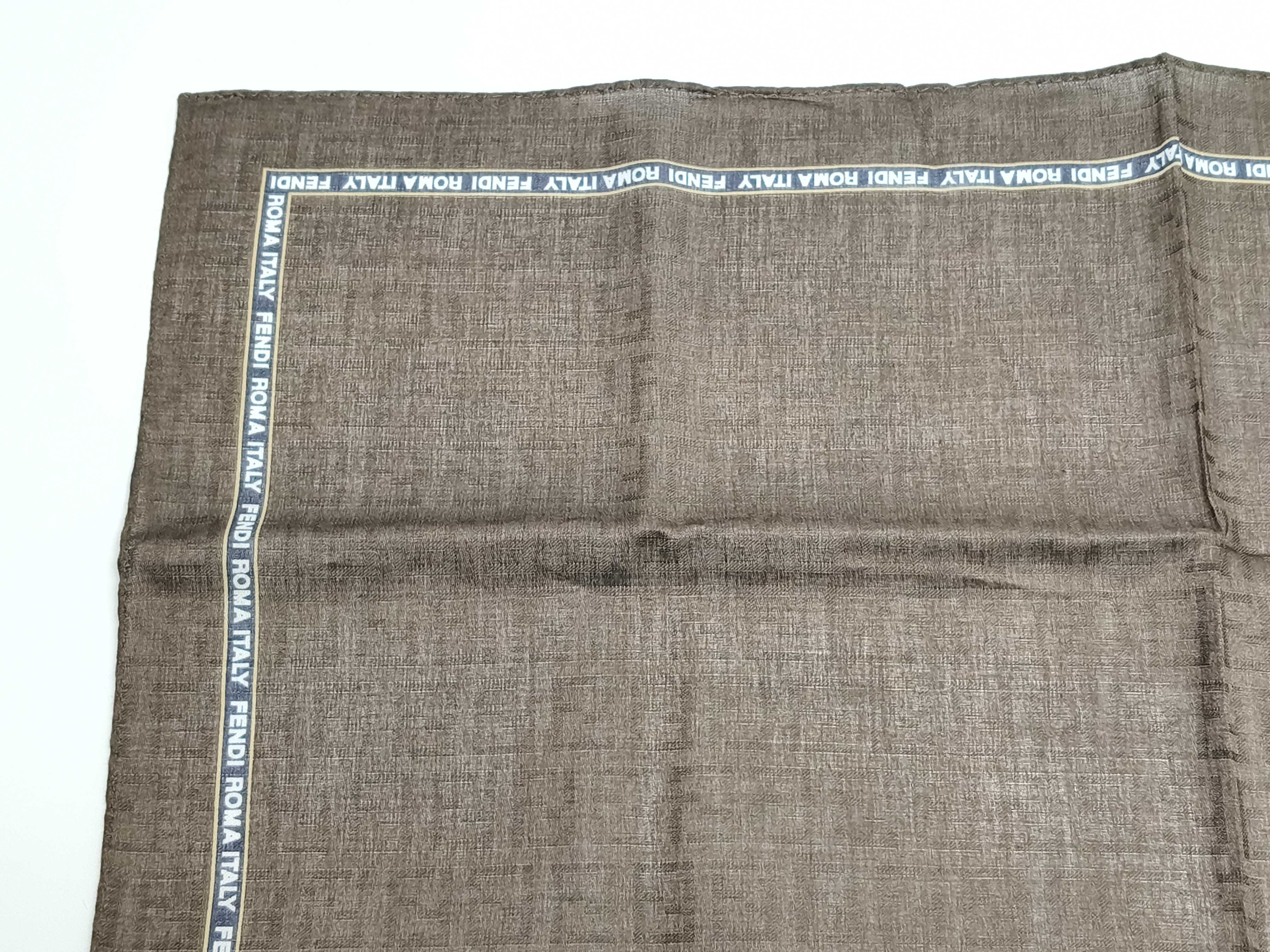 Zucca pattern Fendi handkerchief scarf with sticker FF Zucca all-over print border logo brown Other accessories — view 6