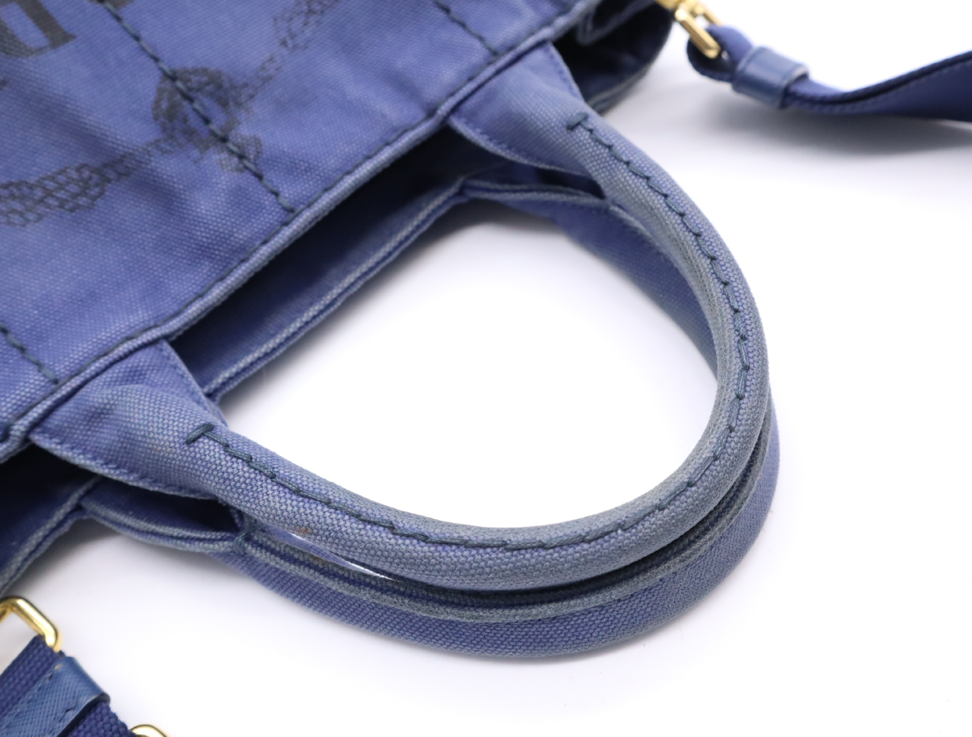 Canvas Canapa 2-Way Handbag (Blue) with Shoulder Strap and Dust Bag — view 13