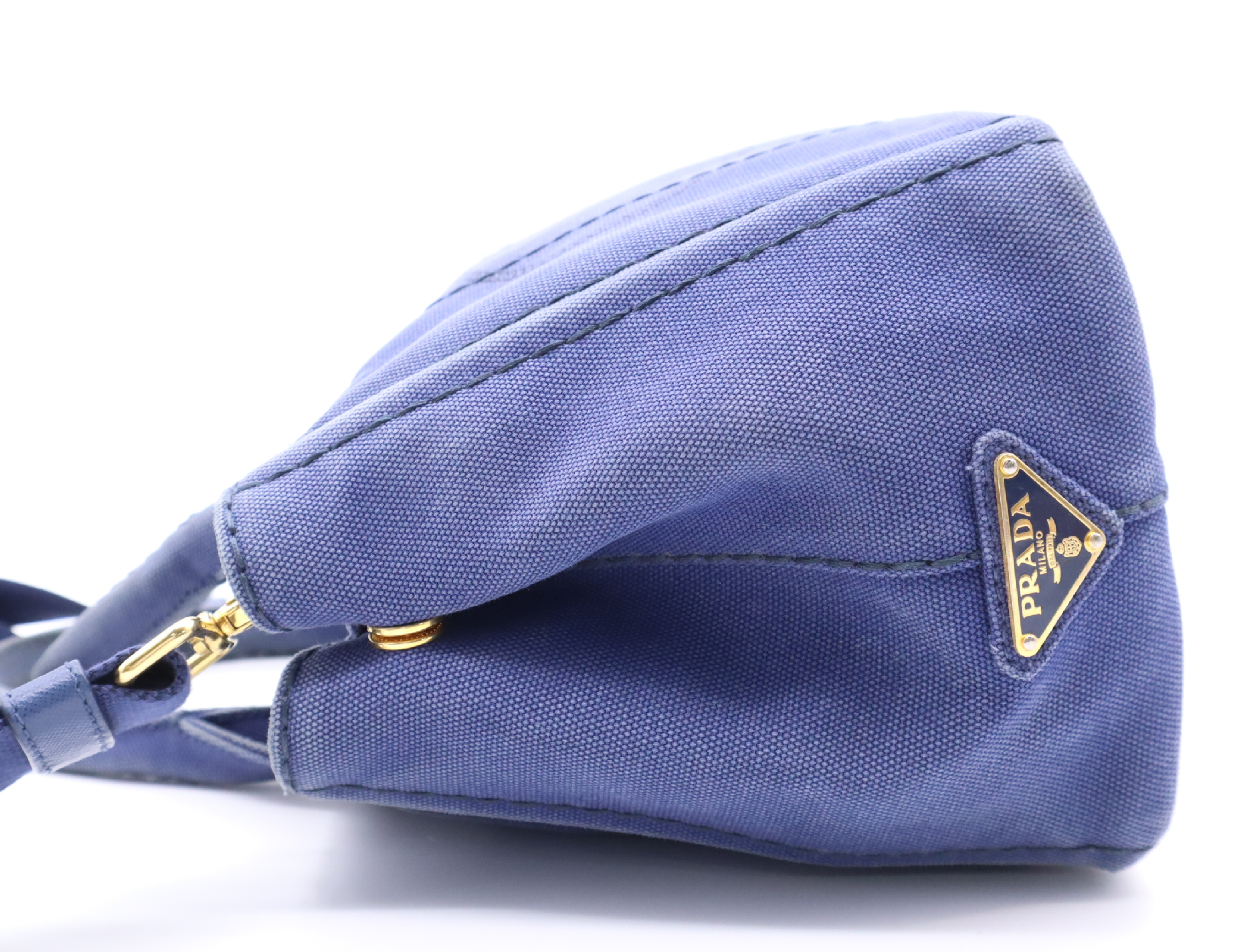 Canvas Canapa 2-Way Handbag (Blue) with Shoulder Strap and Dust Bag — view 3