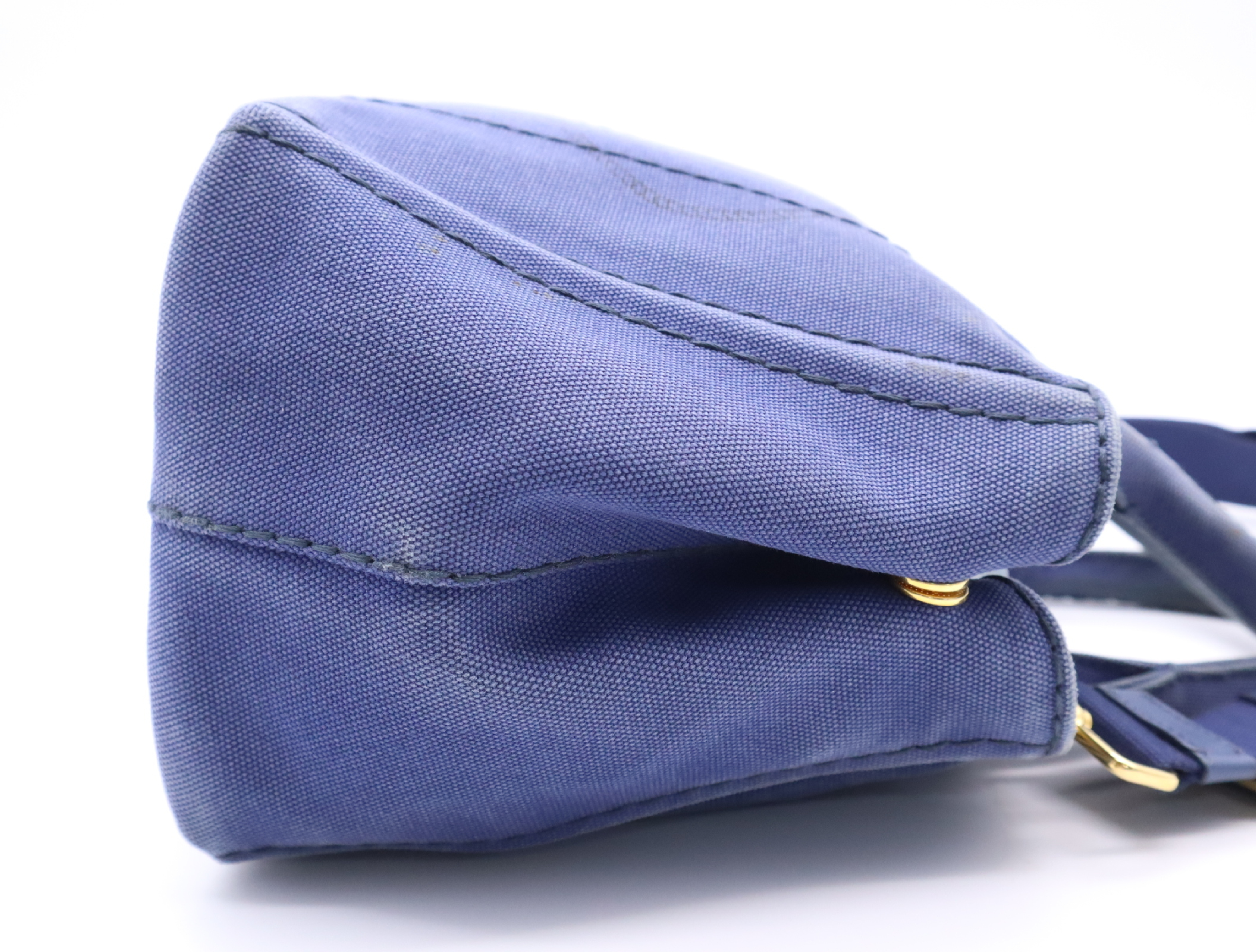 Canvas Canapa 2-Way Handbag (Blue) with Shoulder Strap and Dust Bag — view 5