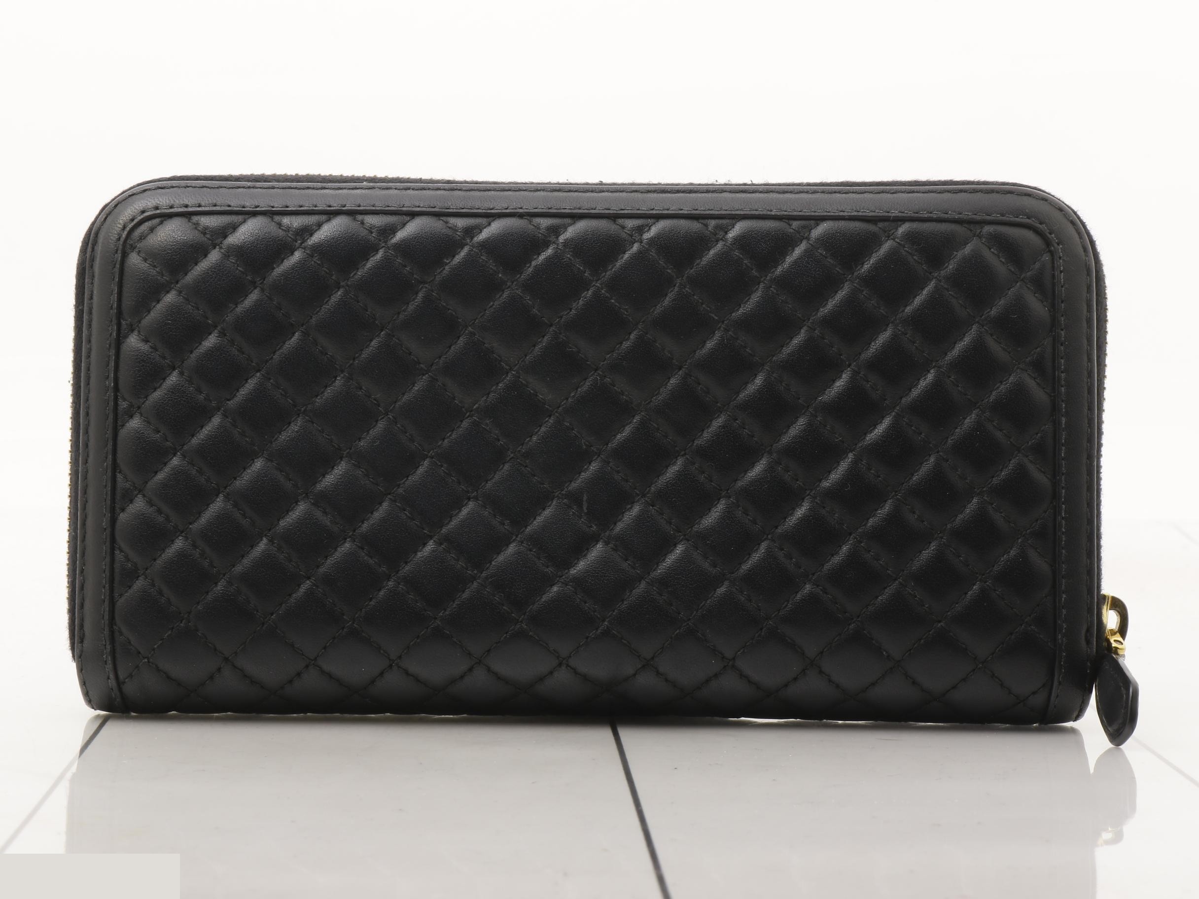 long wallet, leather, black, quilted — view 2
