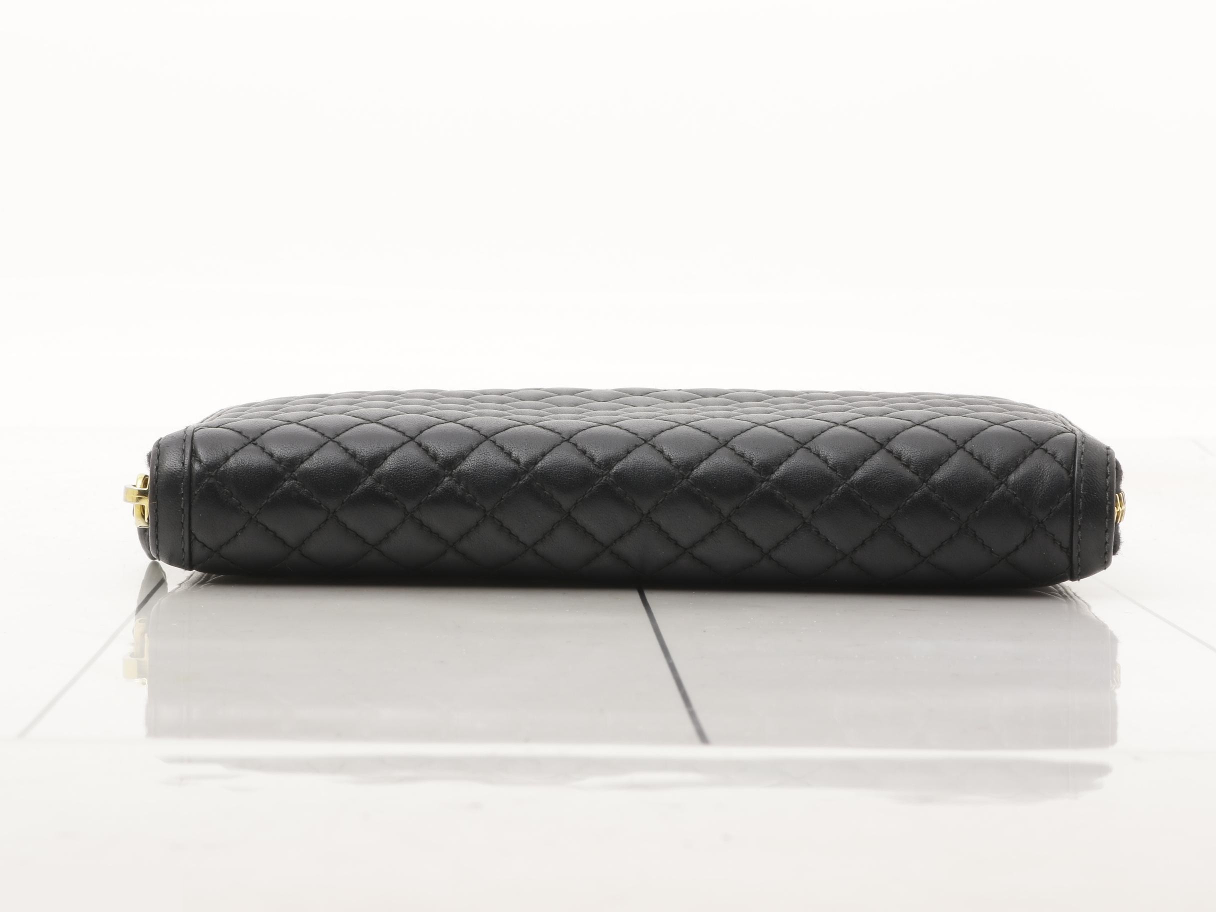 long wallet, leather, black, quilted — view 3