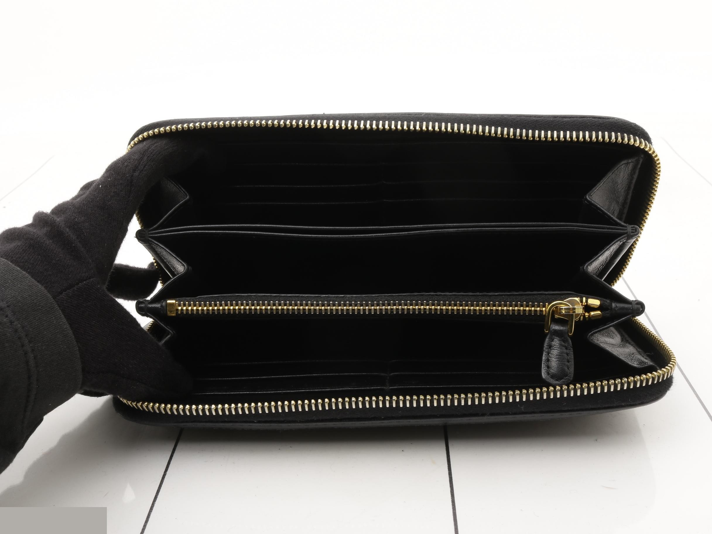 long wallet, leather, black, quilted — view 4