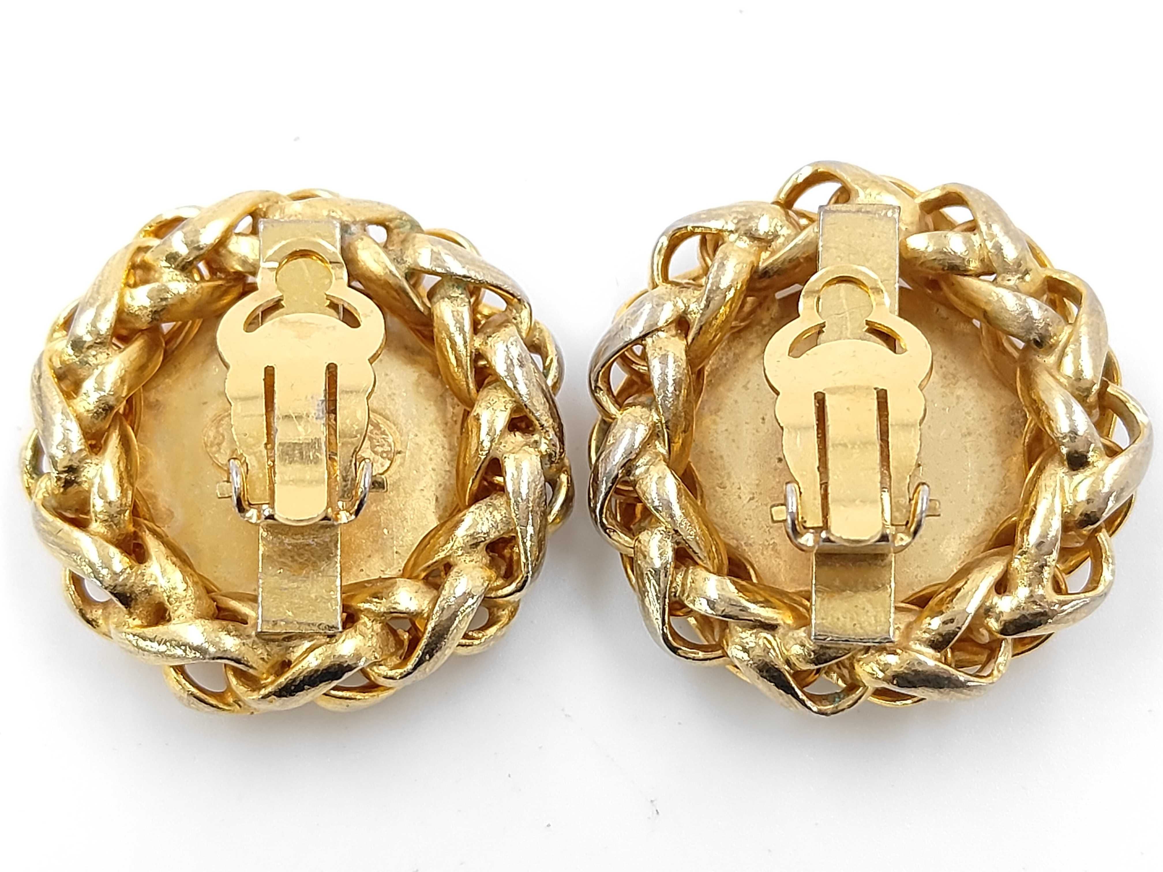 Gold Plated Vintage Coco Mark Rice Stalk Motif Earring (One Earring with Engraving) — view 2