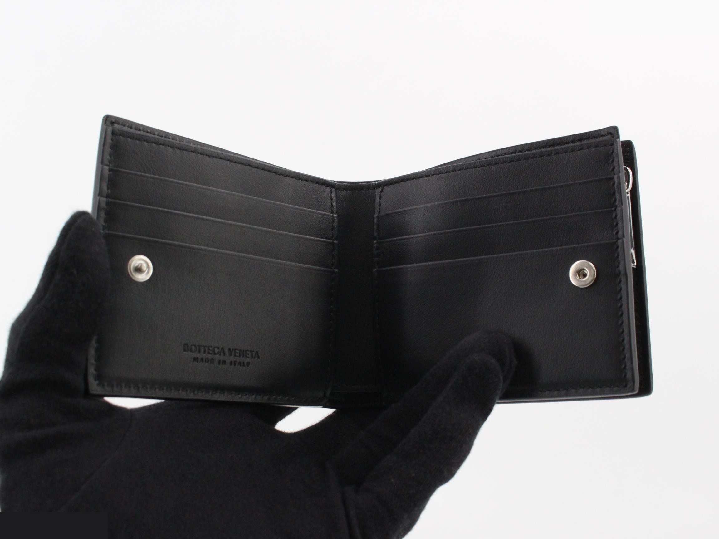Maxi Intrecciato Bi-fold Wallet, Unused, Black — view 4