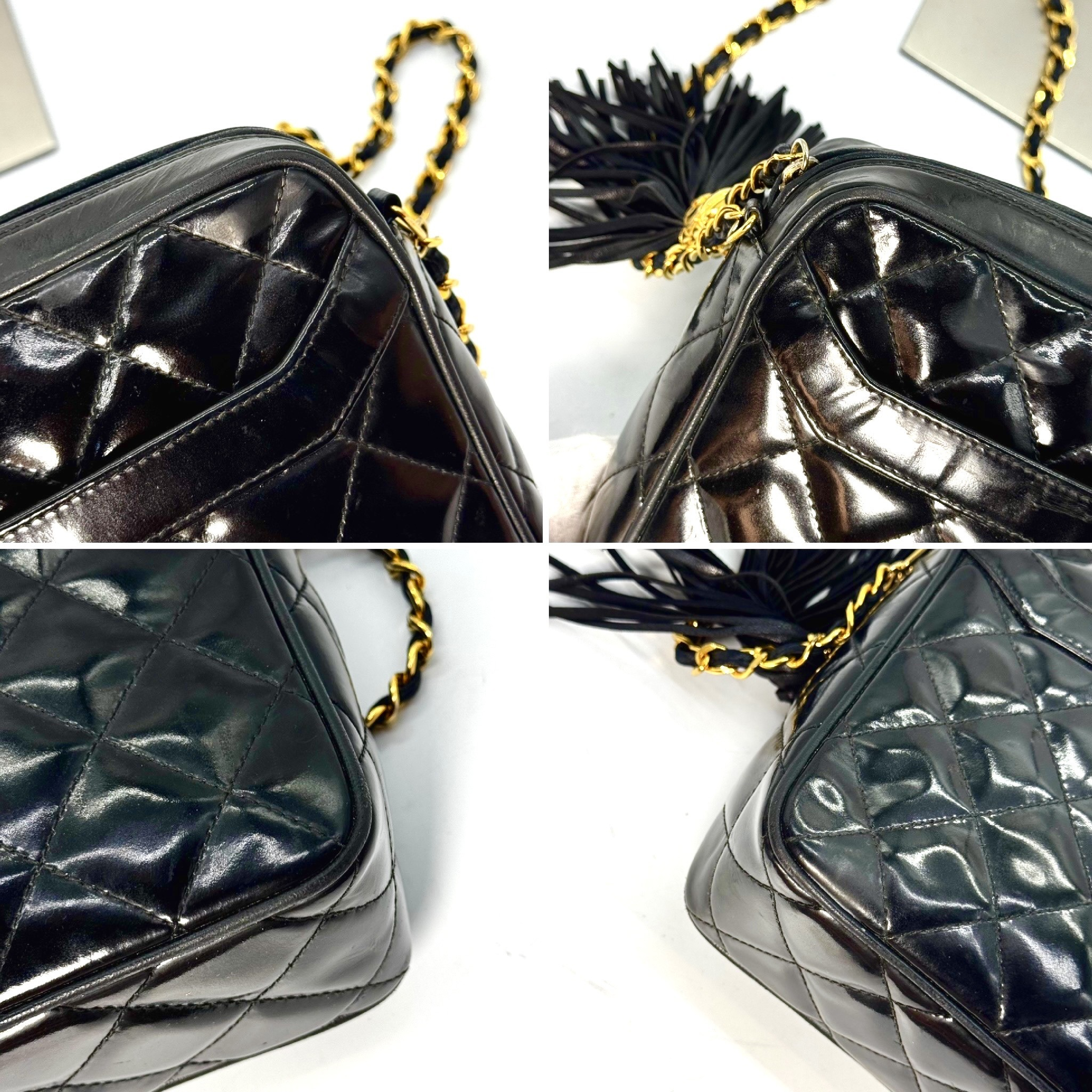 Matelassé Patent Leather Enamel Fringe Chain Shoulder Bag Black 2315450 Shoulder Bag — view 4