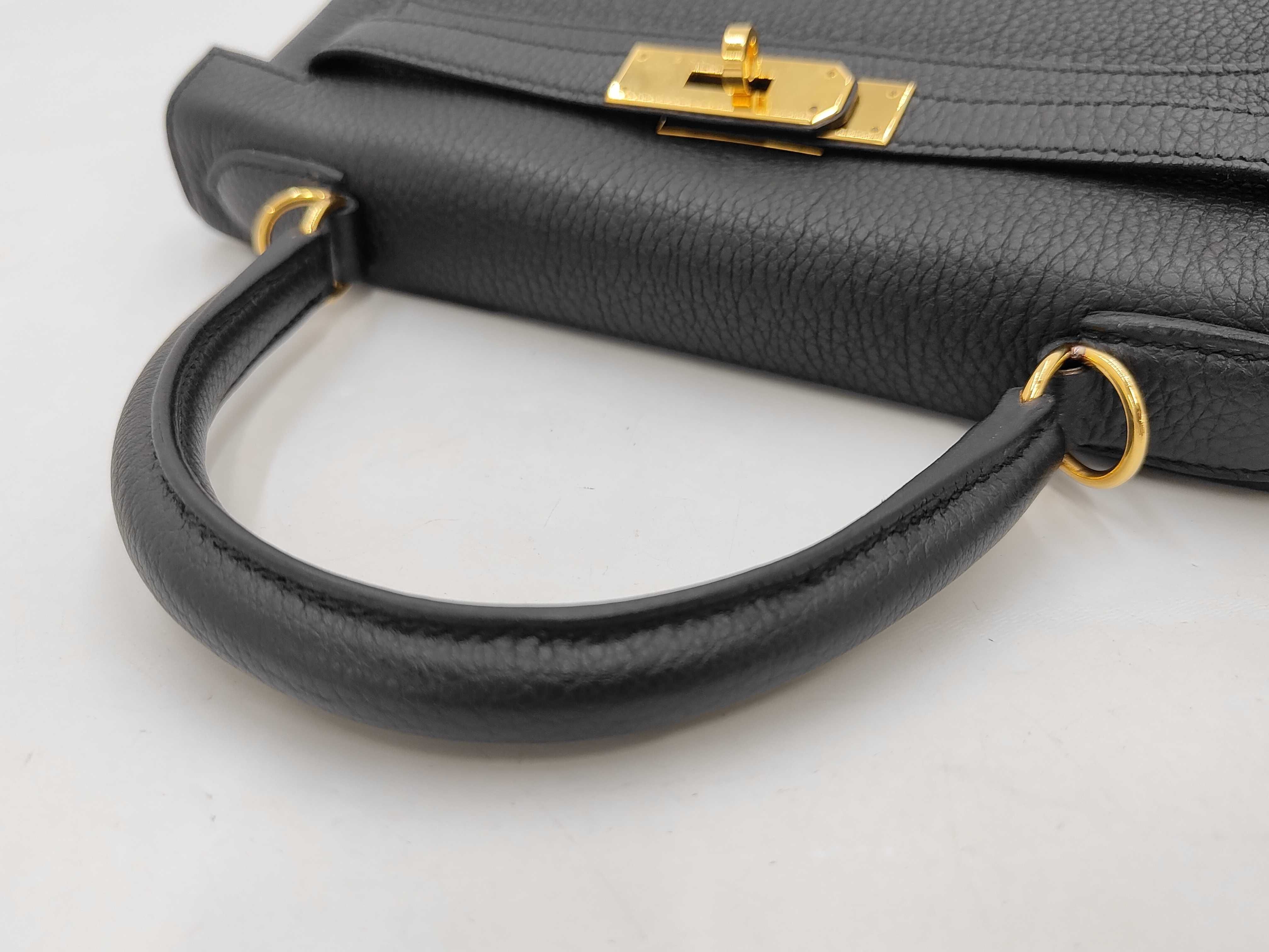 Kelly 28 Togo Black with Gold Hardware, C Stamp Shoulder Bag — view 3