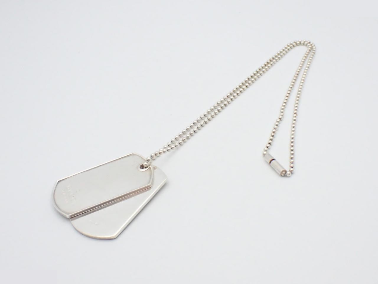 Double dog tag ball chain necklace, SV925 / 51.8g — view 3