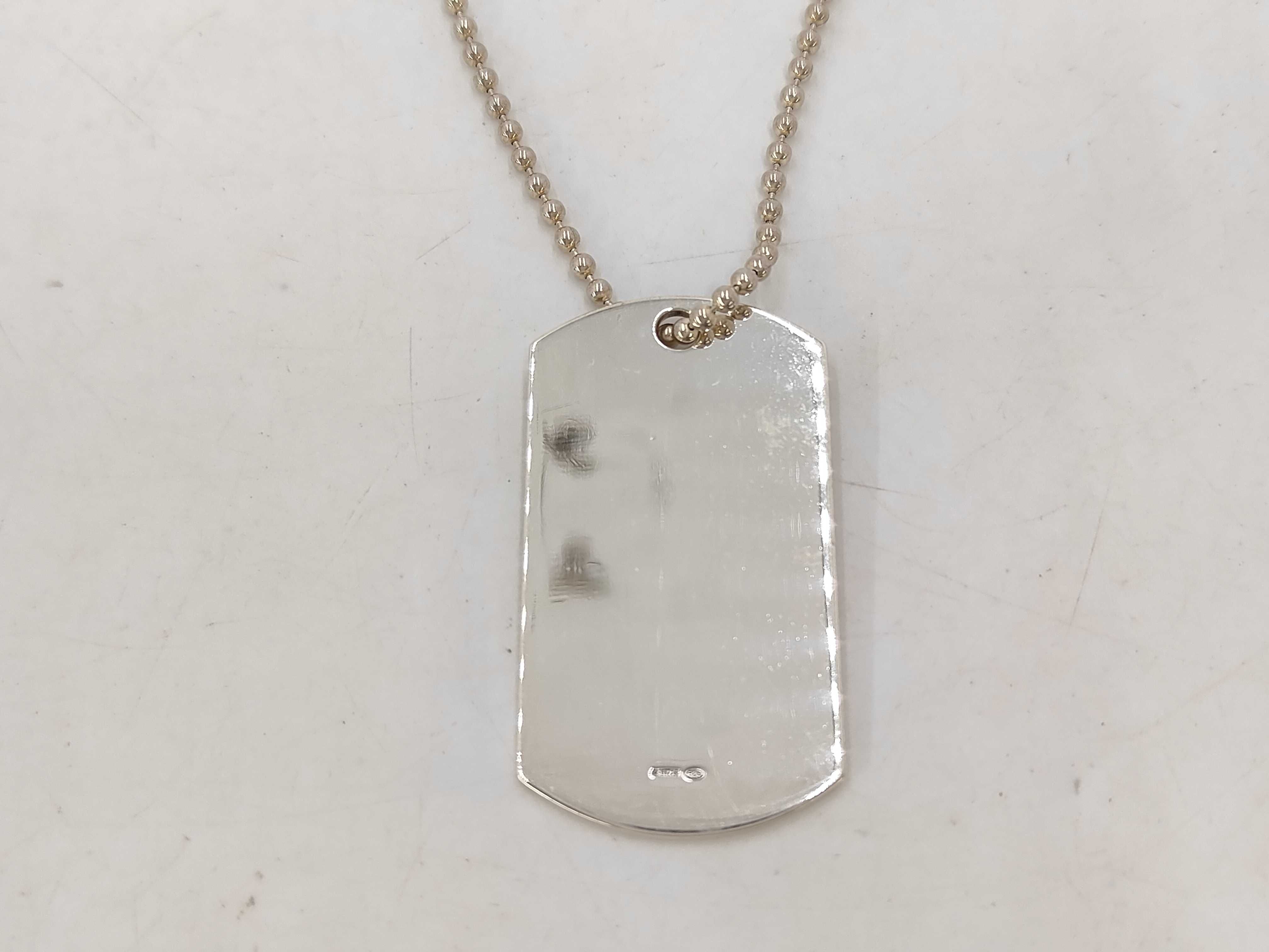 Dog Tag Plate Necklace (925 Sterling Silver) — view 3