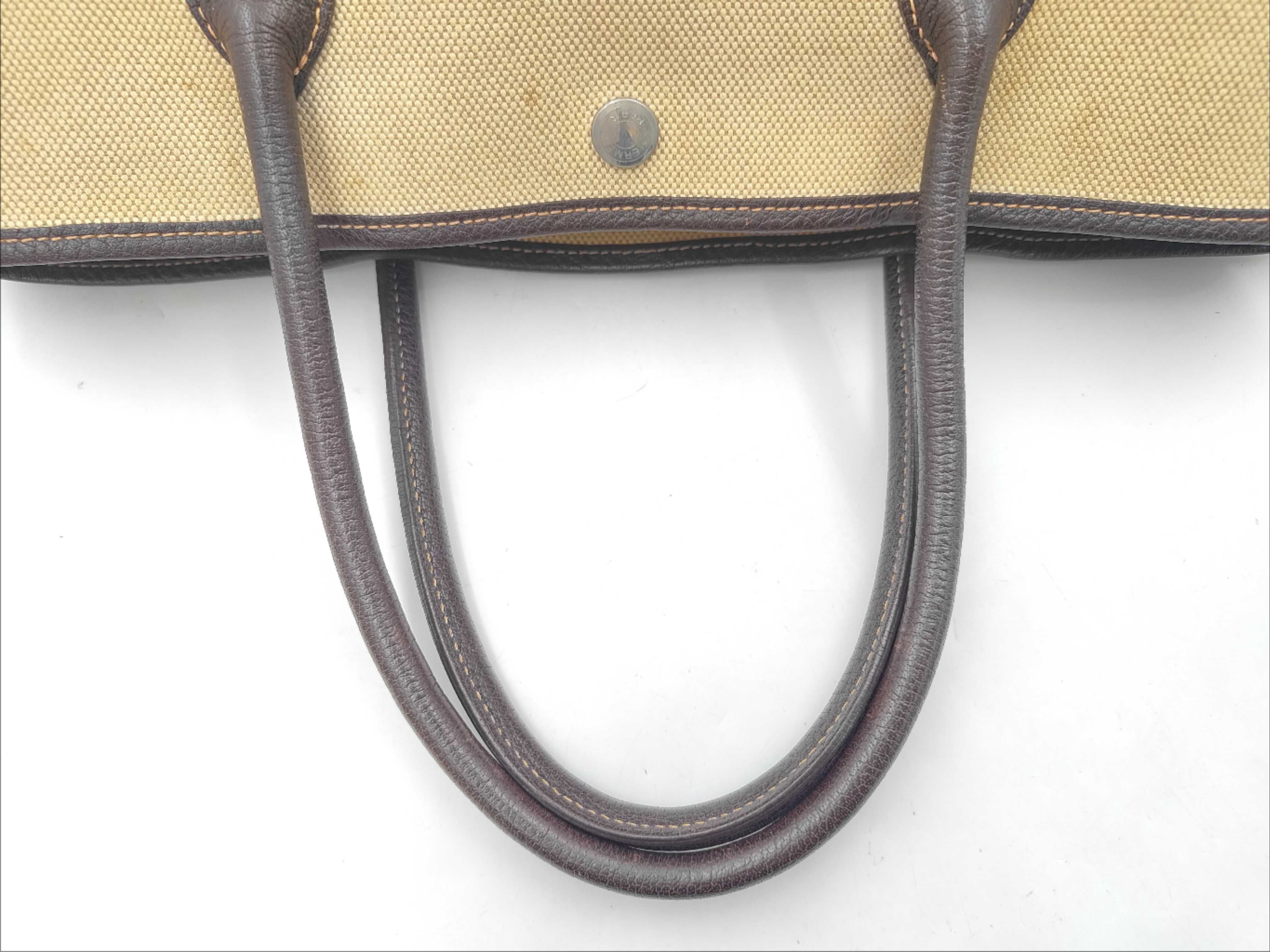 Garden Party 36 PM Toile H x Buffle Beige x Marron Silver Hardware H: 2004 Handbag — view 3