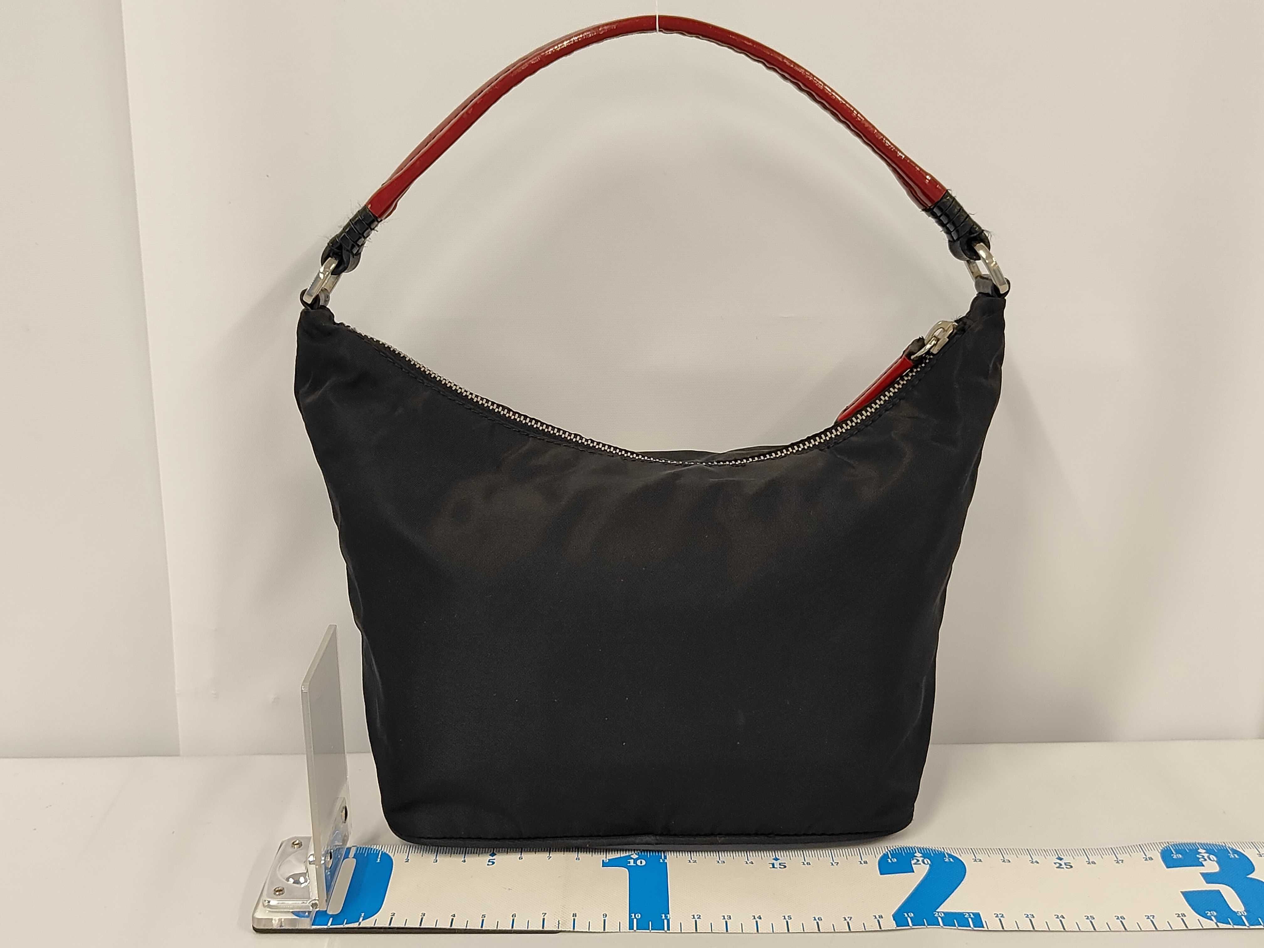 accessory pouch, handbag, triangular logo, Tessuto nylon handbag — view 2