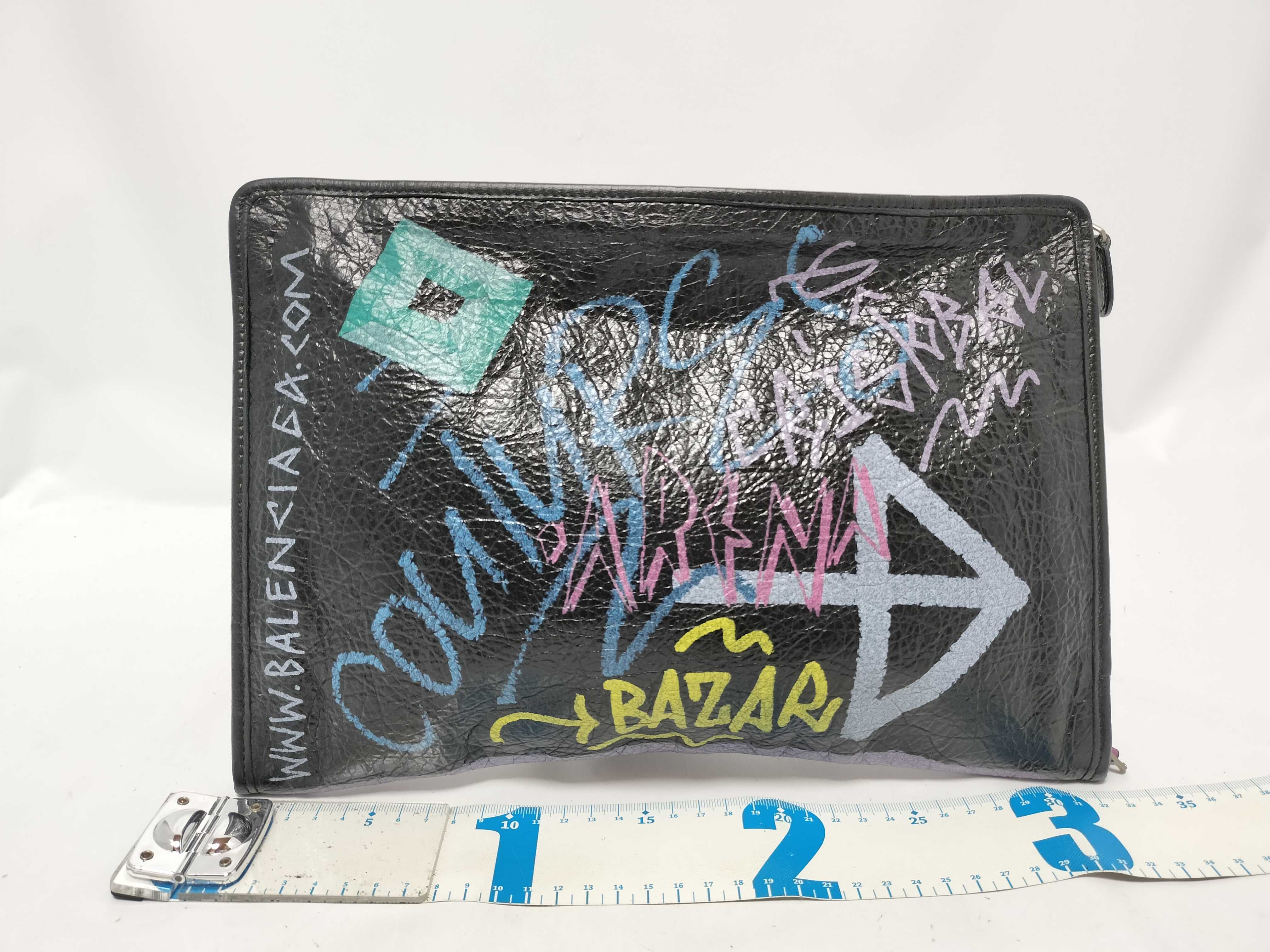 Graffiti Clutch Bag, Black Leather Clutch Bag — view 2