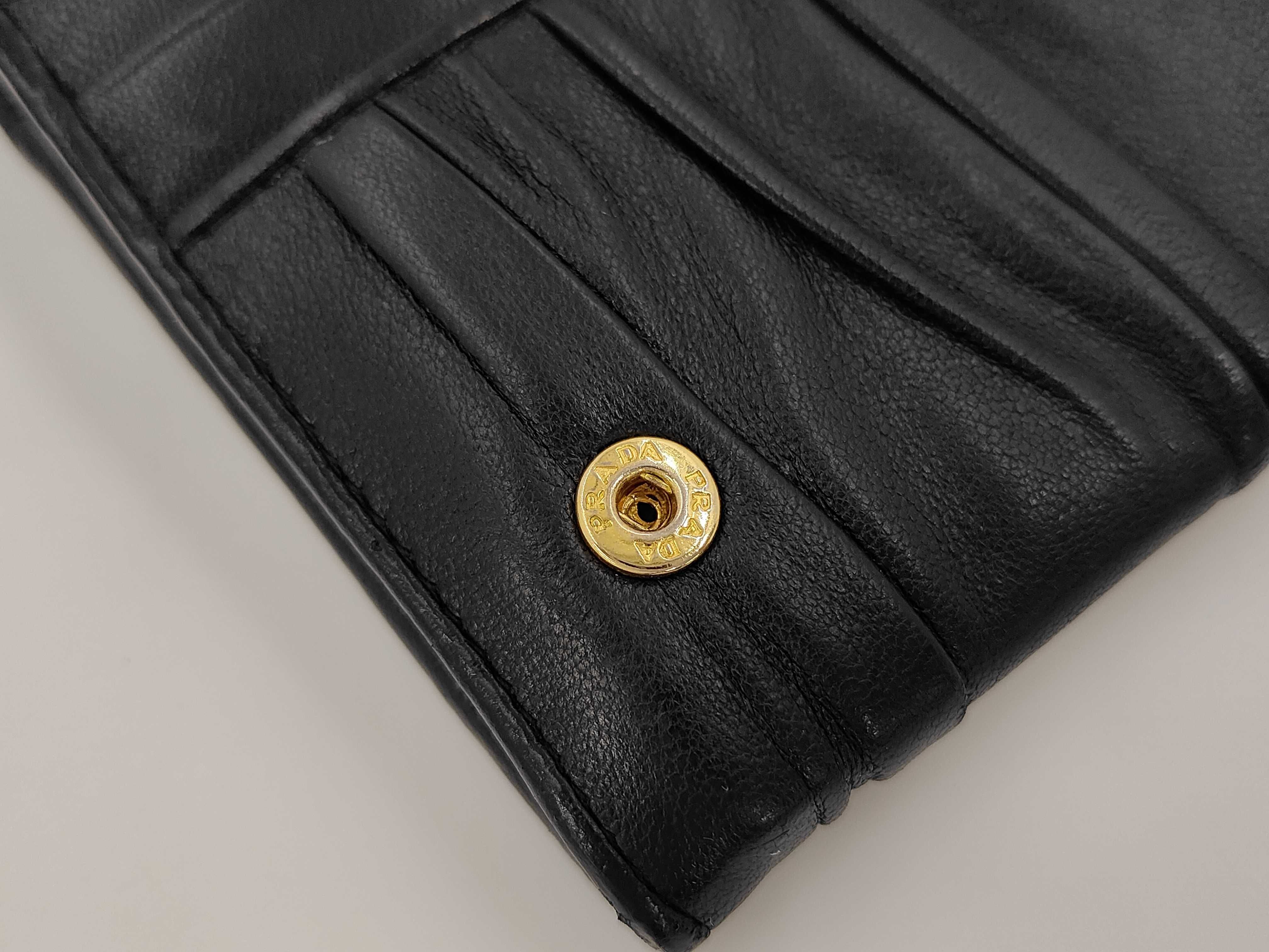 Gathered Leather Double Snap Long Wallet Black Serial Number Wallet — view 6