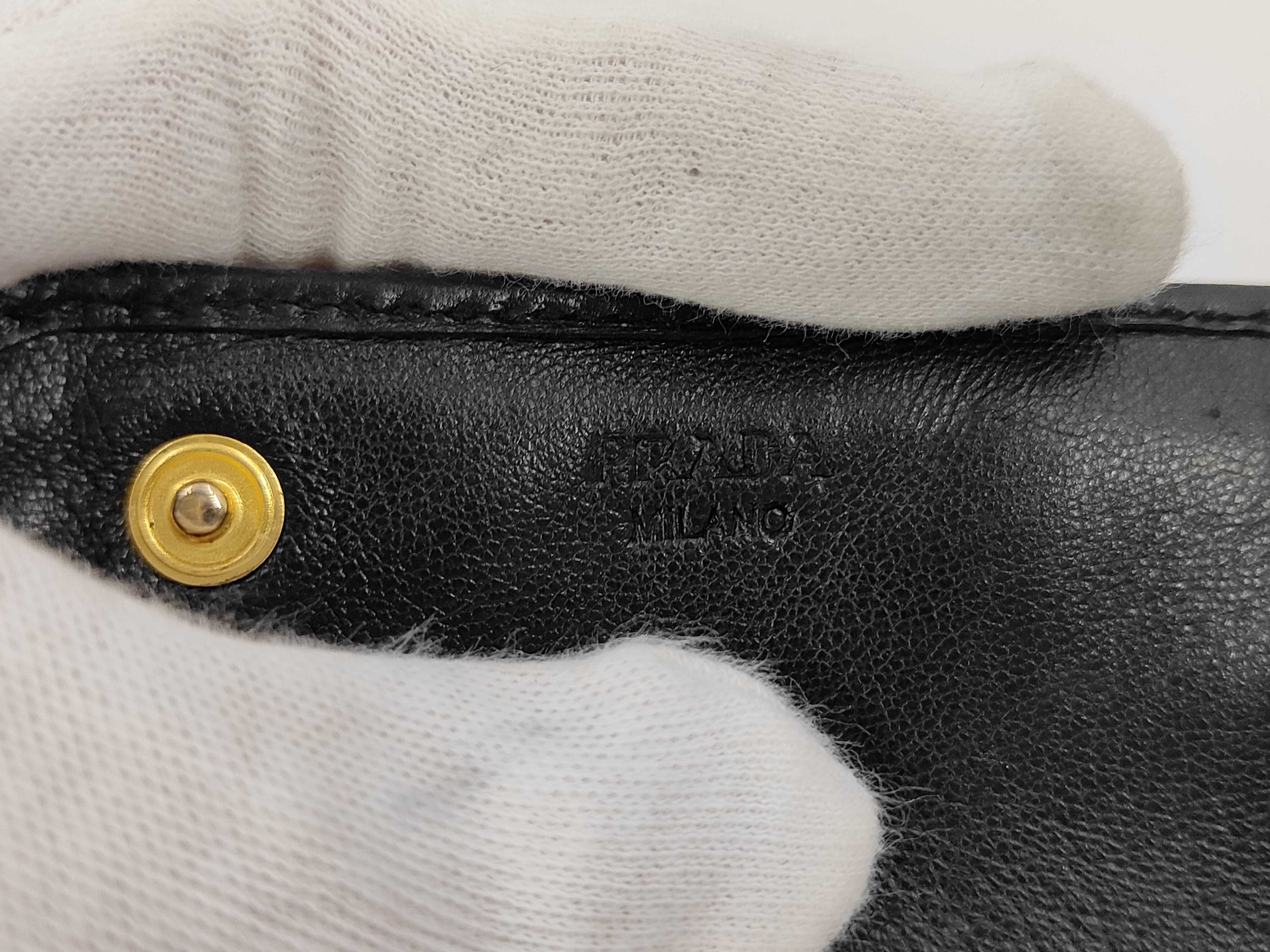 Gathered Leather Double Snap Long Wallet Black Serial Number Wallet — view 7