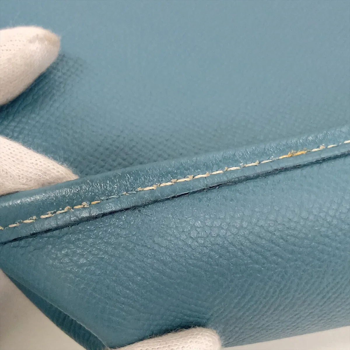 Evelyne 1 29 PM, Veau Epsom leather, Blue Jean color, silver hardware, faint engraving. — view 9